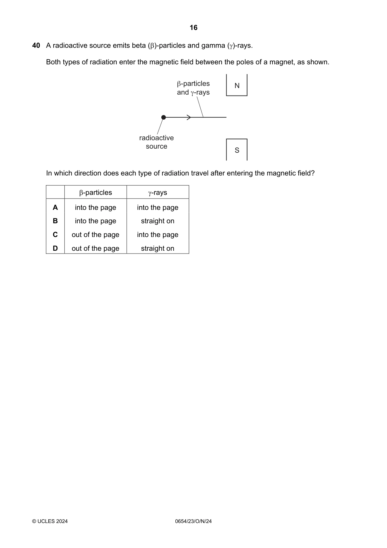 Cambridge IGCSE Sciences - Co-ordinated (Double) 0654 2024 Oct/Nov Paper 2 · Variant 3 question paper, page 16 of 20