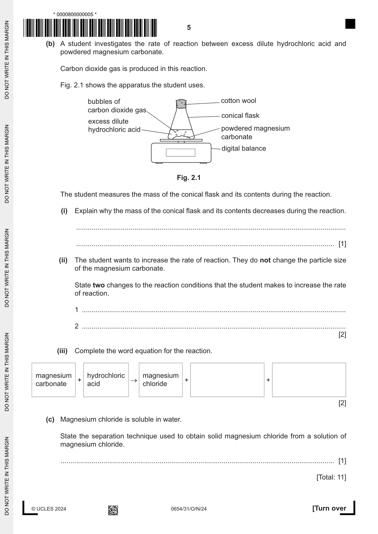 Cambridge IGCSE Sciences - Co-ordinated (Double) 0654 2024 Oct/Nov Paper 3 · Variant 1 question paper, page 5 of 28