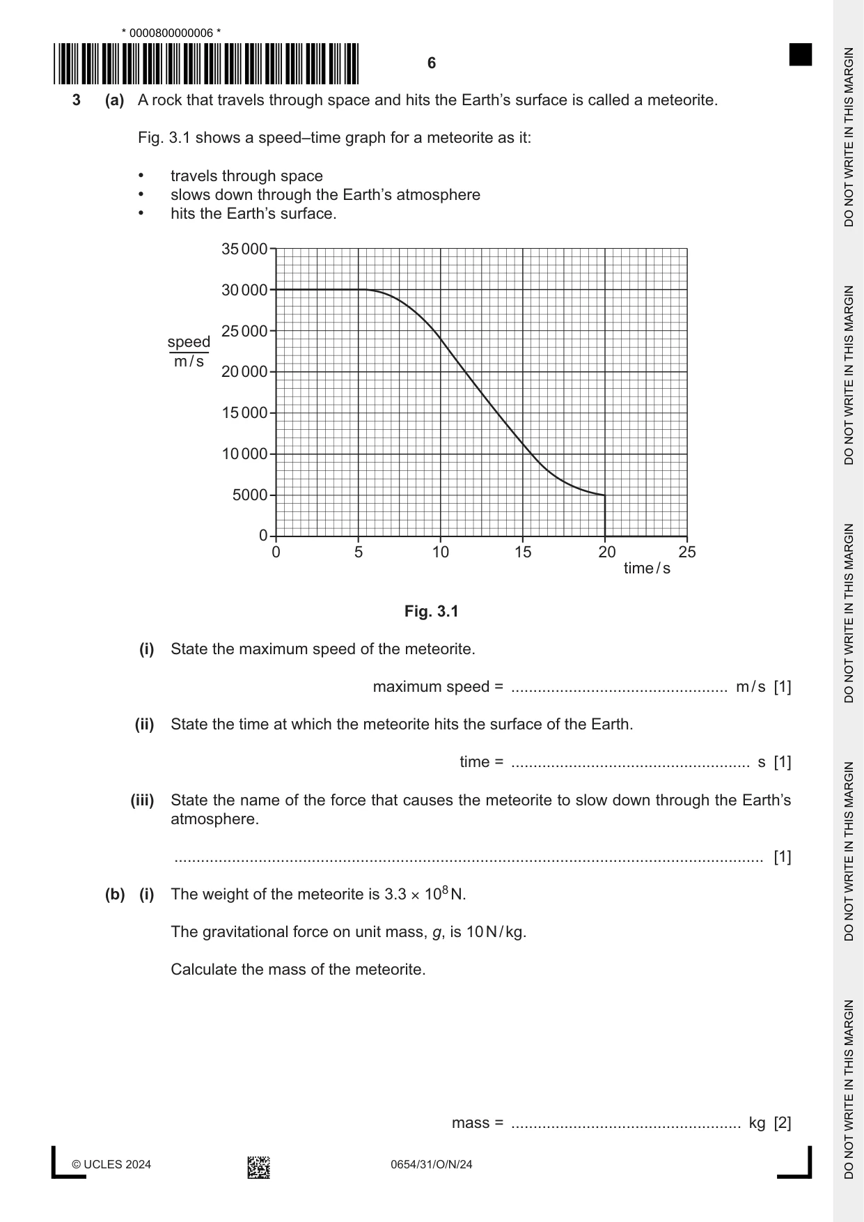 Cambridge IGCSE Sciences - Co-ordinated (Double) 0654 2024 Oct/Nov Paper 3 · Variant 1 question paper, page 6 of 28