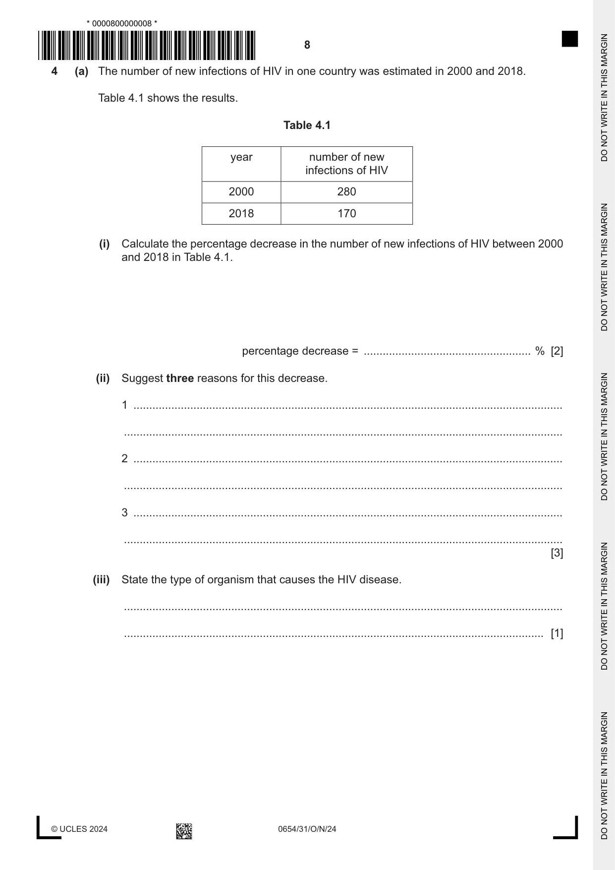 Cambridge IGCSE Sciences - Co-ordinated (Double) 0654 2024 Oct/Nov Paper 3 · Variant 1 question paper, page 8 of 28