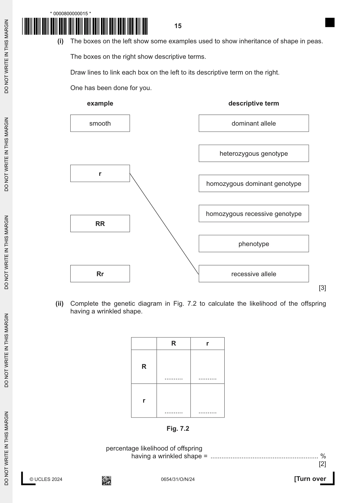 Cambridge IGCSE Sciences - Co-ordinated (Double) 0654 2024 Oct/Nov Paper 3 · Variant 1 question paper, page 15 of 28