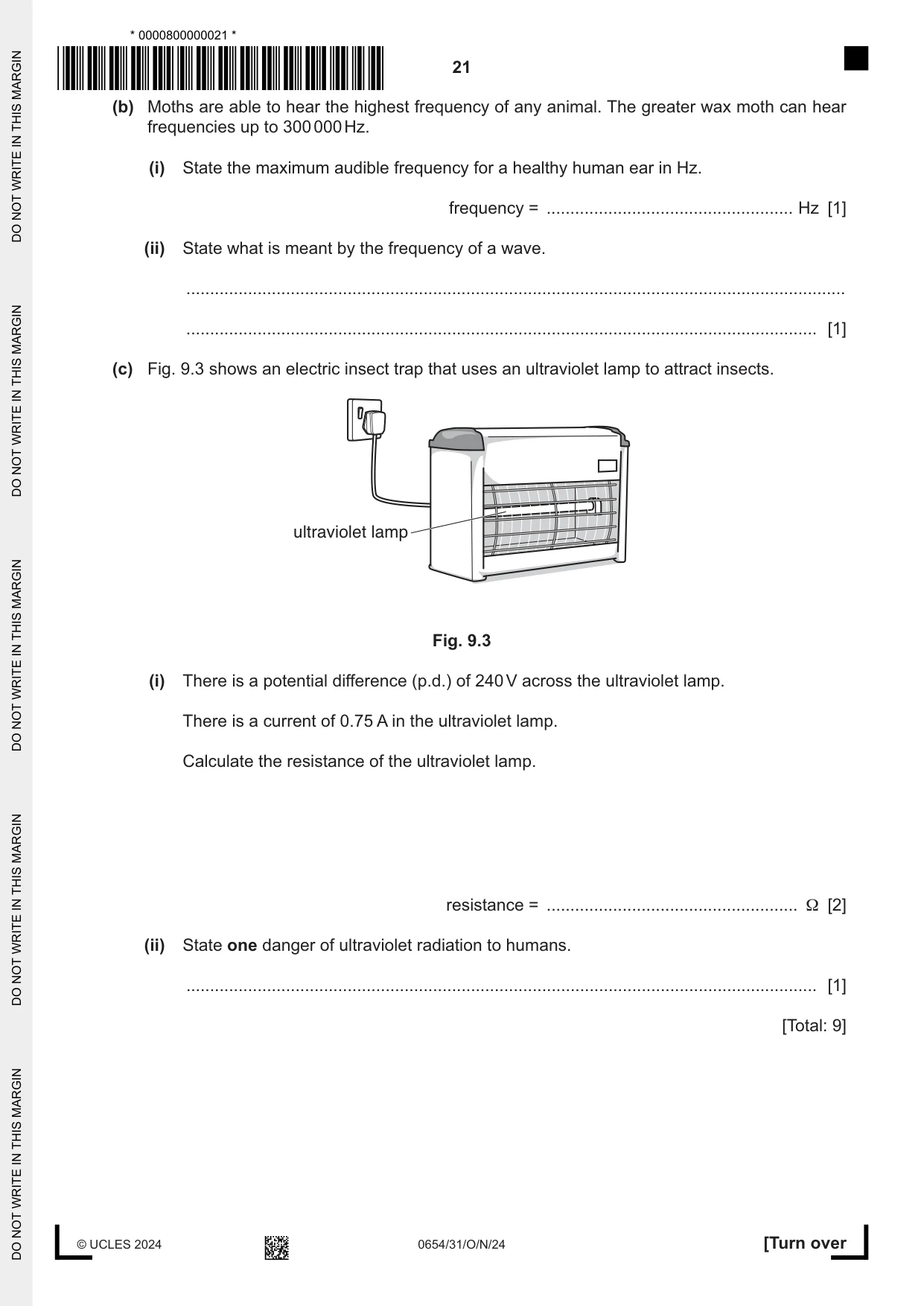 Cambridge IGCSE Sciences - Co-ordinated (Double) 0654 2024 Oct/Nov Paper 3 · Variant 1 question paper, page 21 of 28