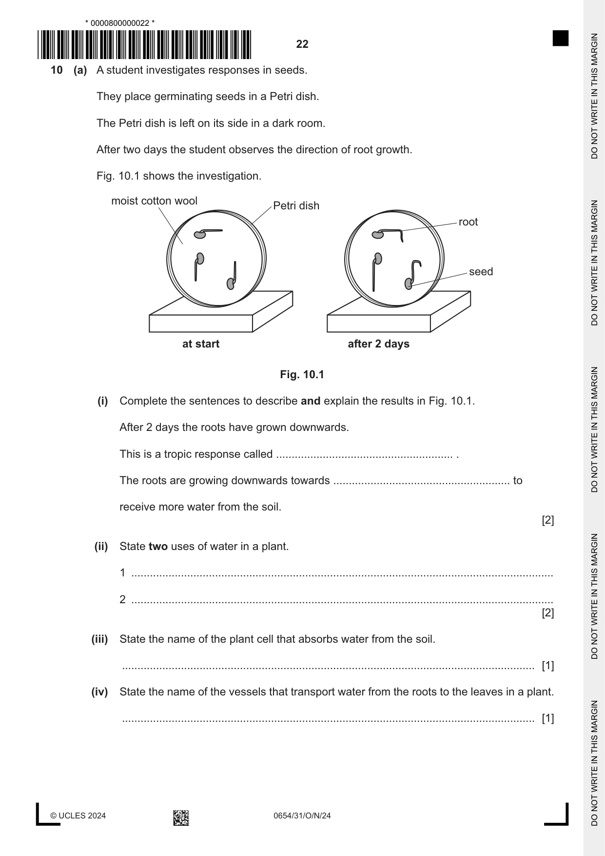 Cambridge IGCSE Sciences - Co-ordinated (Double) 0654 2024 Oct/Nov Paper 3 · Variant 1 question paper, page 22 of 28
