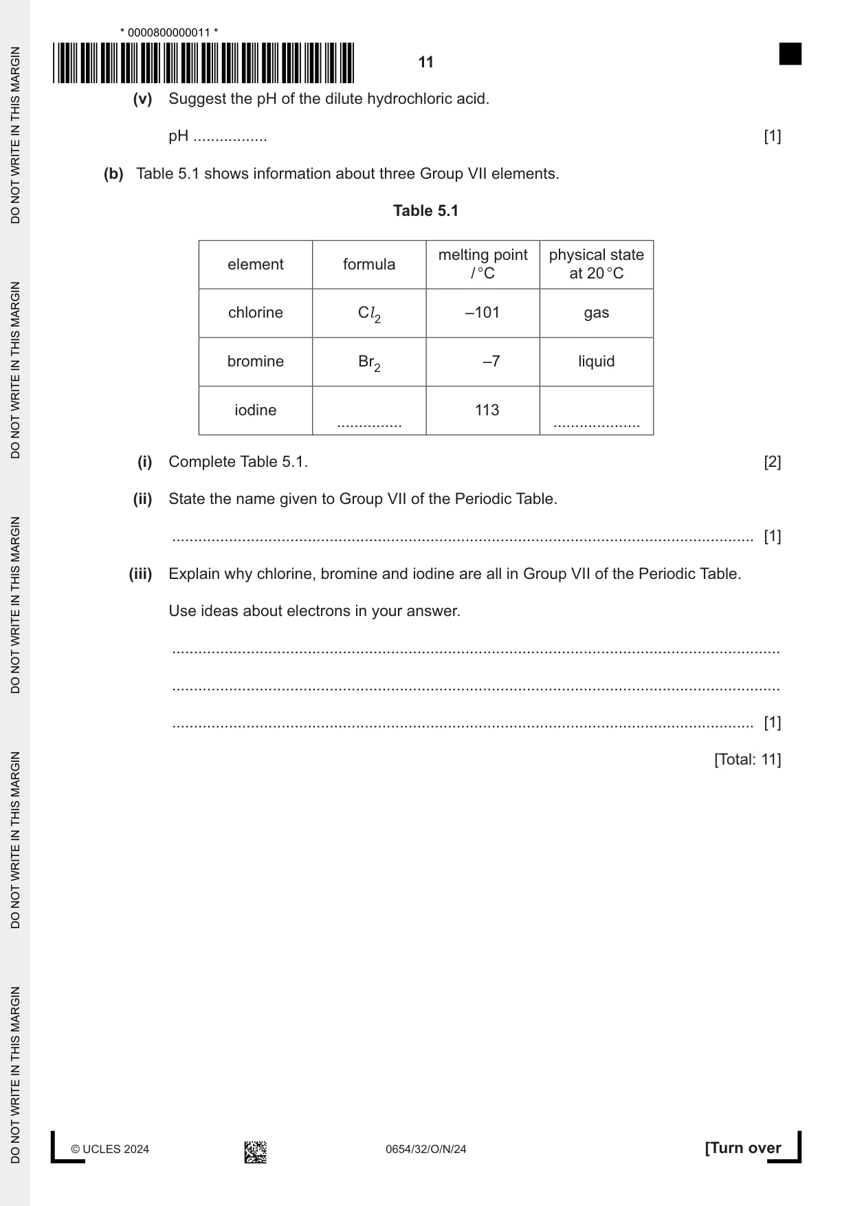 Cambridge IGCSE Sciences - Co-ordinated (Double) 0654 2024 Oct/Nov Paper 3 · Variant 2 question paper, page 11 of 28