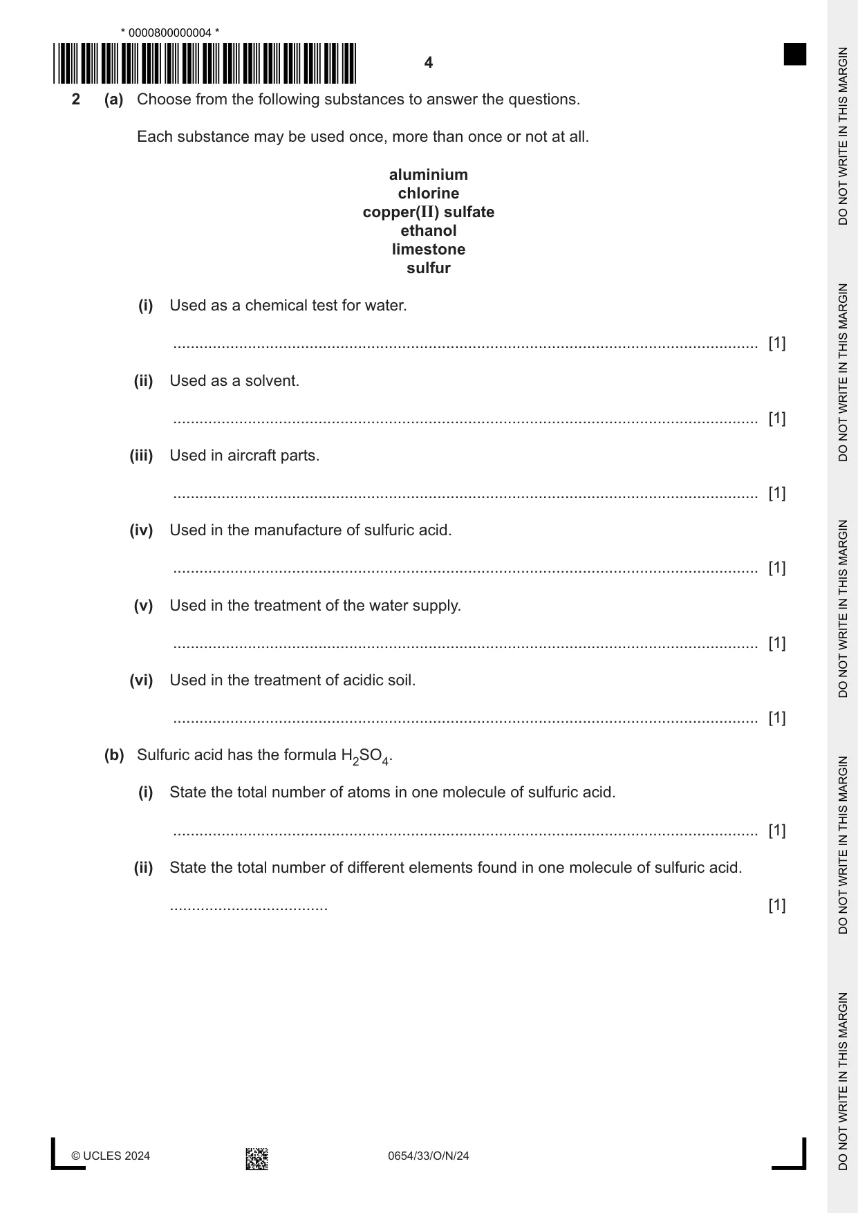 Cambridge IGCSE Sciences - Co-ordinated (Double) 0654 2024 Oct/Nov Paper 3 · Variant 3 question paper, page 4 of 28