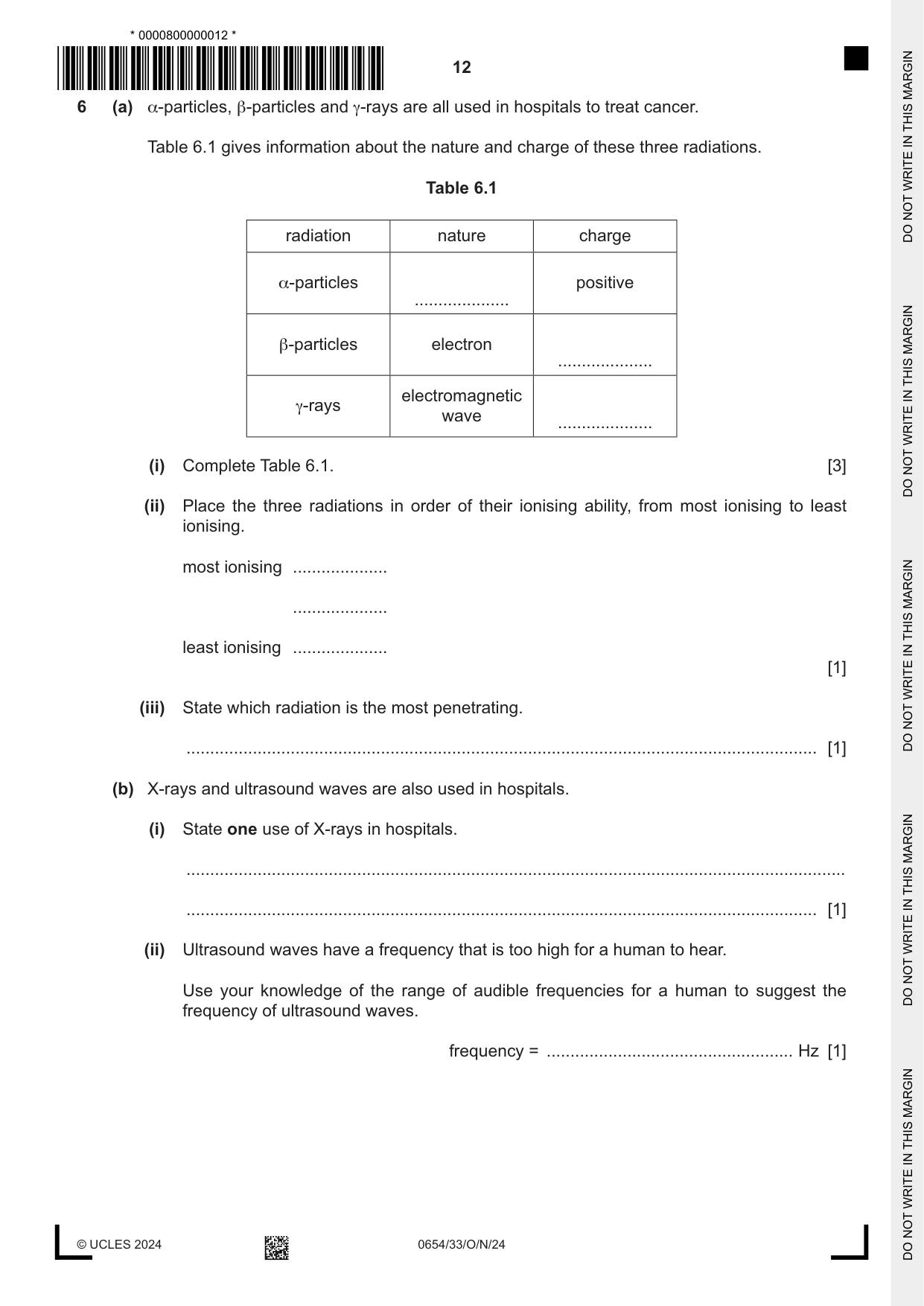Cambridge IGCSE Sciences - Co-ordinated (Double) 0654 2024 Oct/Nov Paper 3 · Variant 3 question paper, page 12 of 28