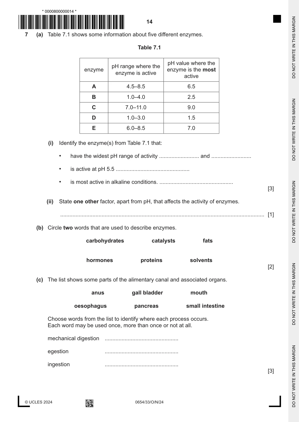 Cambridge IGCSE Sciences - Co-ordinated (Double) 0654 2024 Oct/Nov Paper 3 · Variant 3 question paper, page 14 of 28