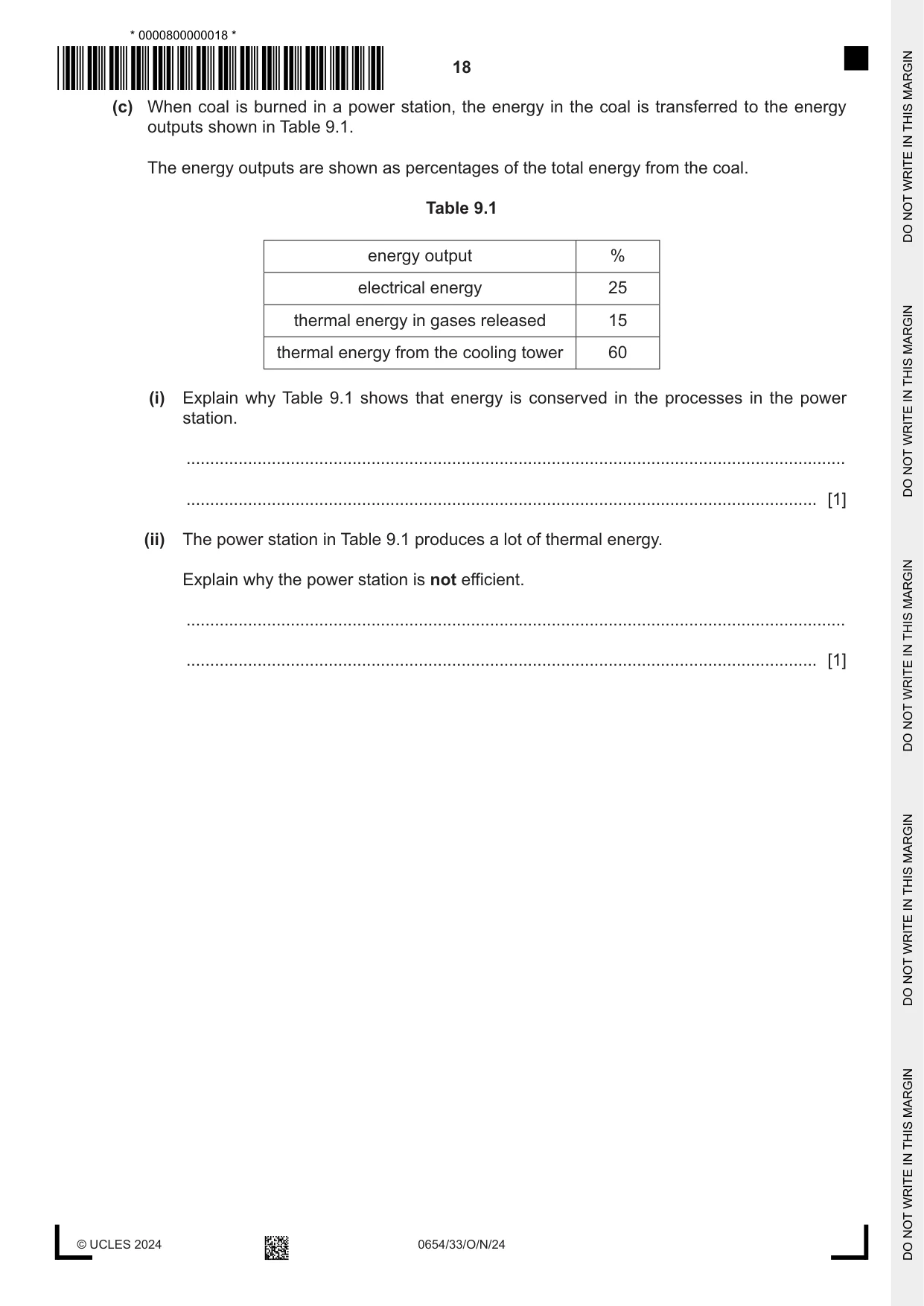 Cambridge IGCSE Sciences - Co-ordinated (Double) 0654 2024 Oct/Nov Paper 3 · Variant 3 question paper, page 18 of 28