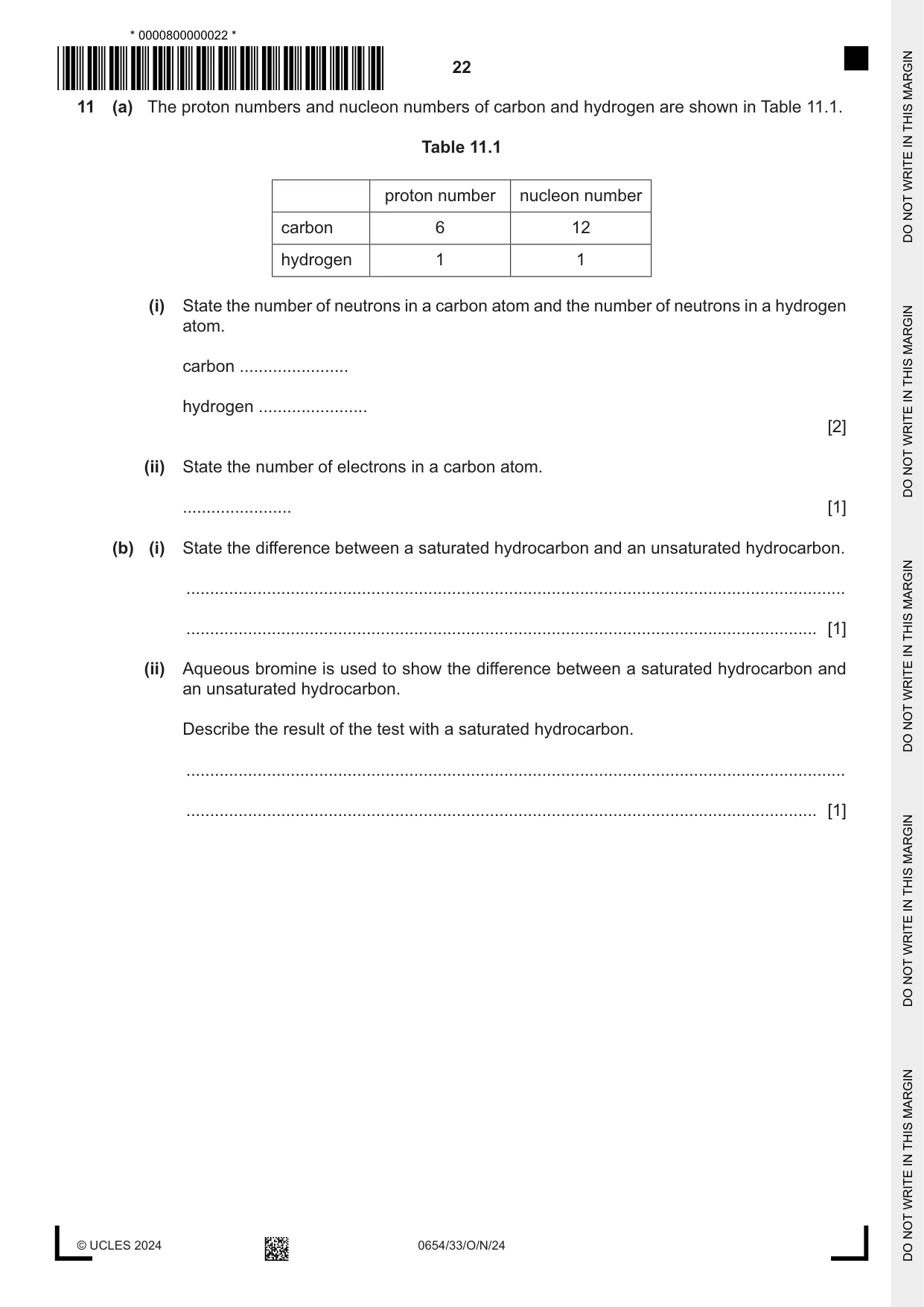 Cambridge IGCSE Sciences - Co-ordinated (Double) 0654 2024 Oct/Nov Paper 3 · Variant 3 question paper, page 22 of 28