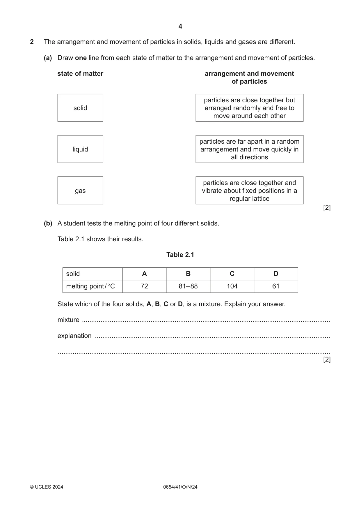 Cambridge IGCSE Sciences - Co-ordinated (Double) 0654 2024 Oct/Nov Paper 4 · Variant 1 question paper, page 4 of 24
