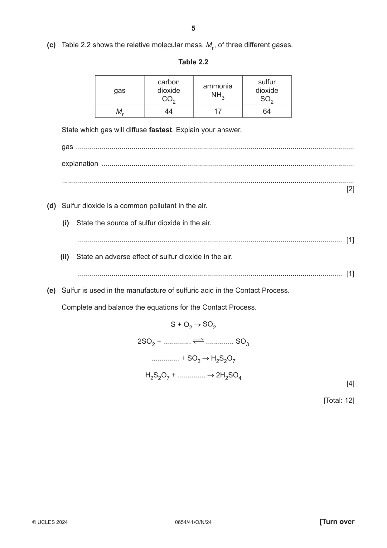 Cambridge IGCSE Sciences - Co-ordinated (Double) 0654 2024 Oct/Nov Paper 4 · Variant 1 question paper, page 5 of 24