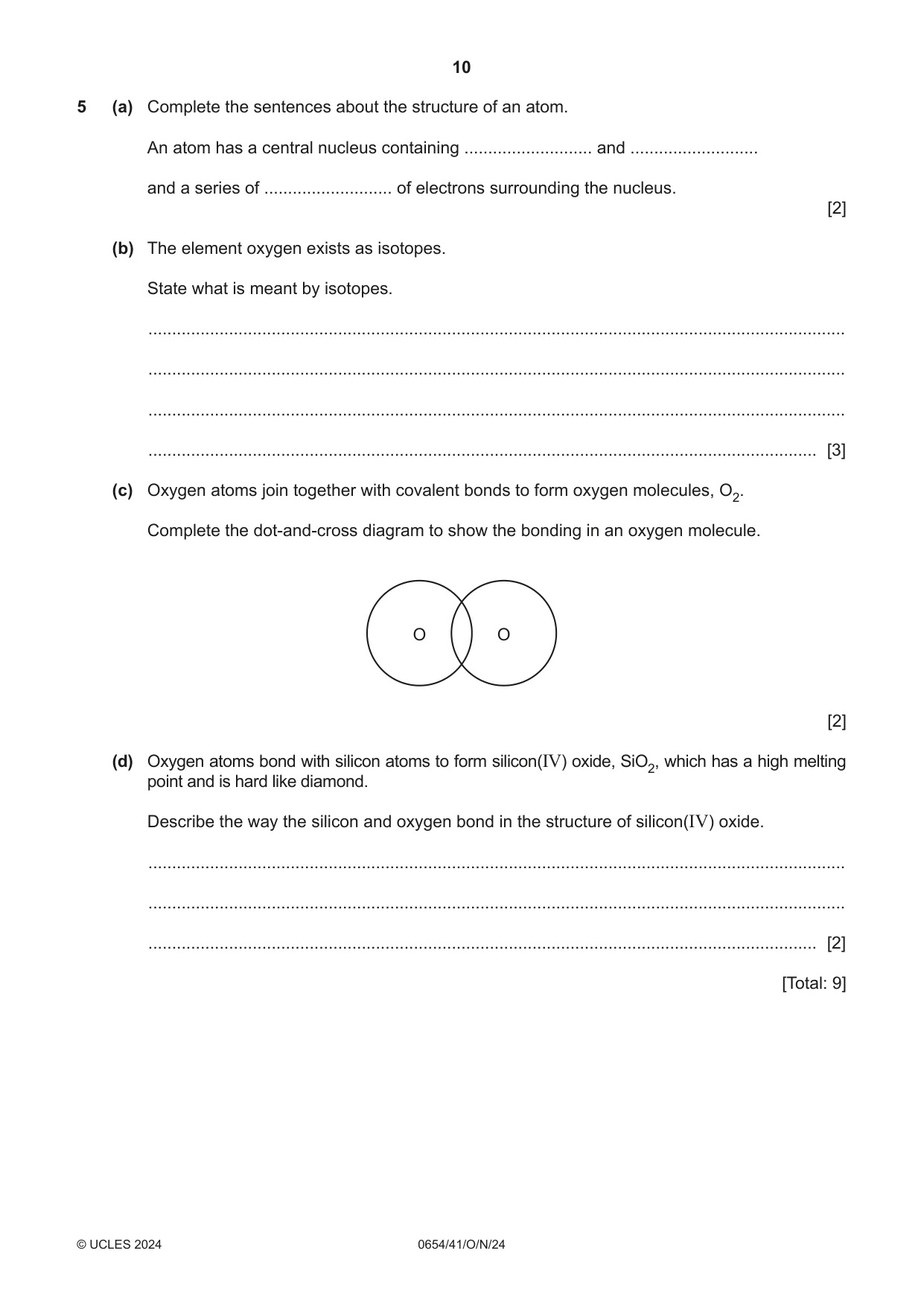 Cambridge IGCSE Sciences - Co-ordinated (Double) 0654 2024 Oct/Nov Paper 4 · Variant 1 question paper, page 10 of 24