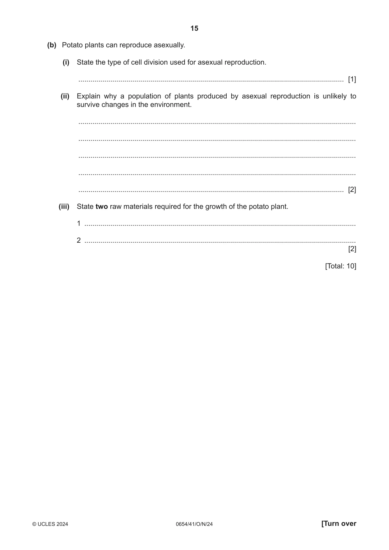 Cambridge IGCSE Sciences - Co-ordinated (Double) 0654 2024 Oct/Nov Paper 4 · Variant 1 question paper, page 15 of 24