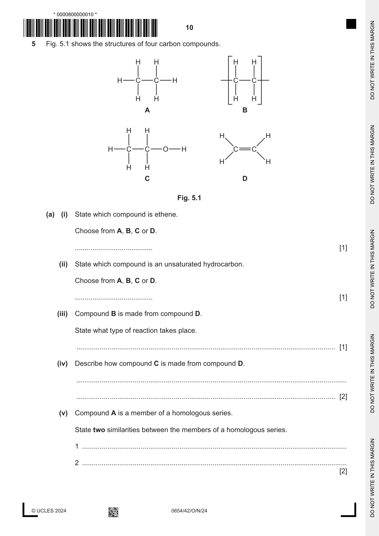 Cambridge IGCSE Sciences - Co-ordinated (Double) 0654 2024 Oct/Nov Paper 4 · Variant 2 question paper, page 10 of 24