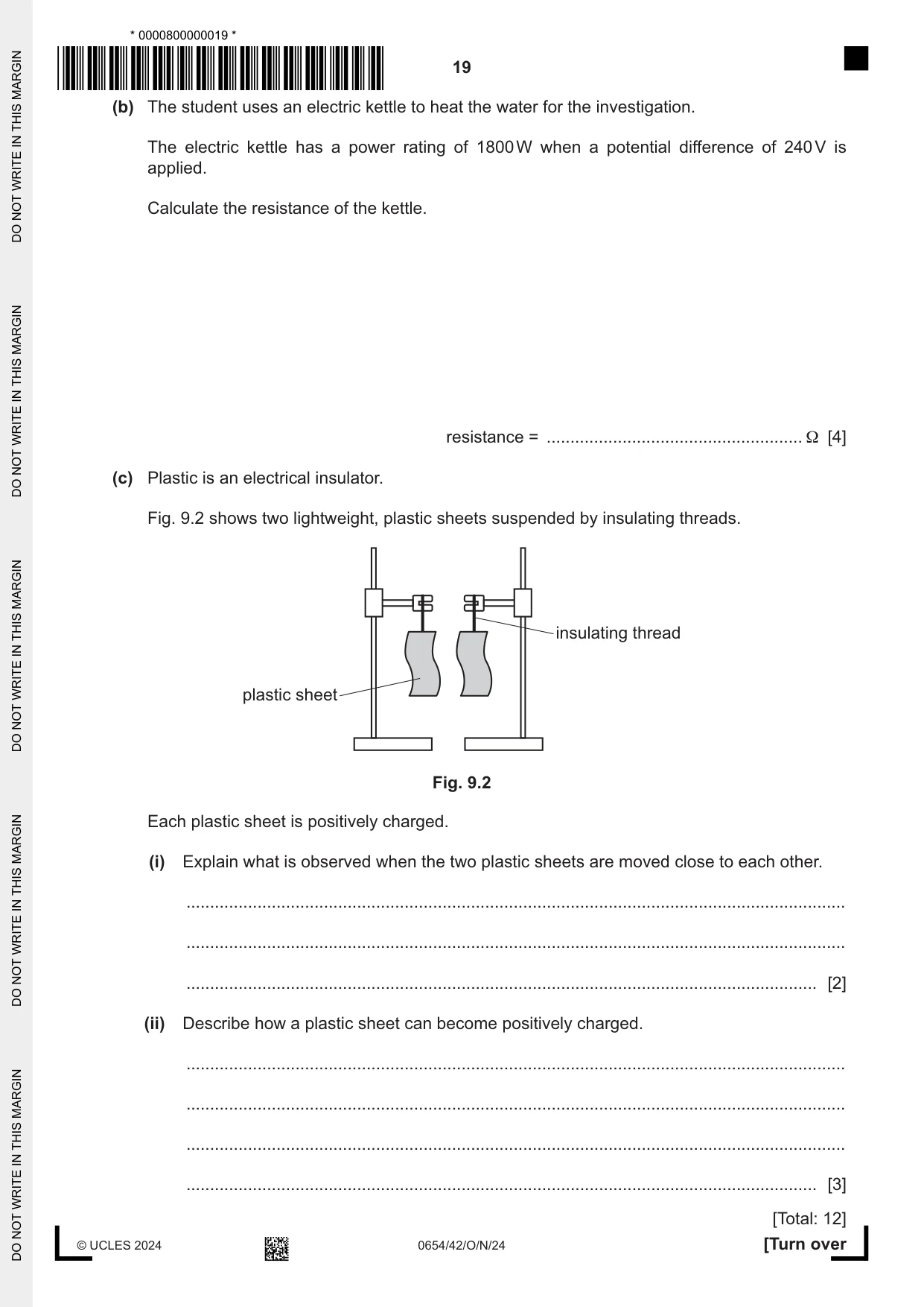 Cambridge IGCSE Sciences - Co-ordinated (Double) 0654 2024 Oct/Nov Paper 4 · Variant 2 question paper, page 19 of 24