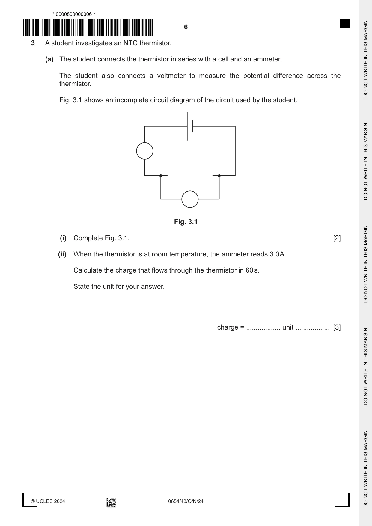 Cambridge IGCSE Sciences - Co-ordinated (Double) 0654 2024 Oct/Nov Paper 4 · Variant 3 question paper, page 6 of 32