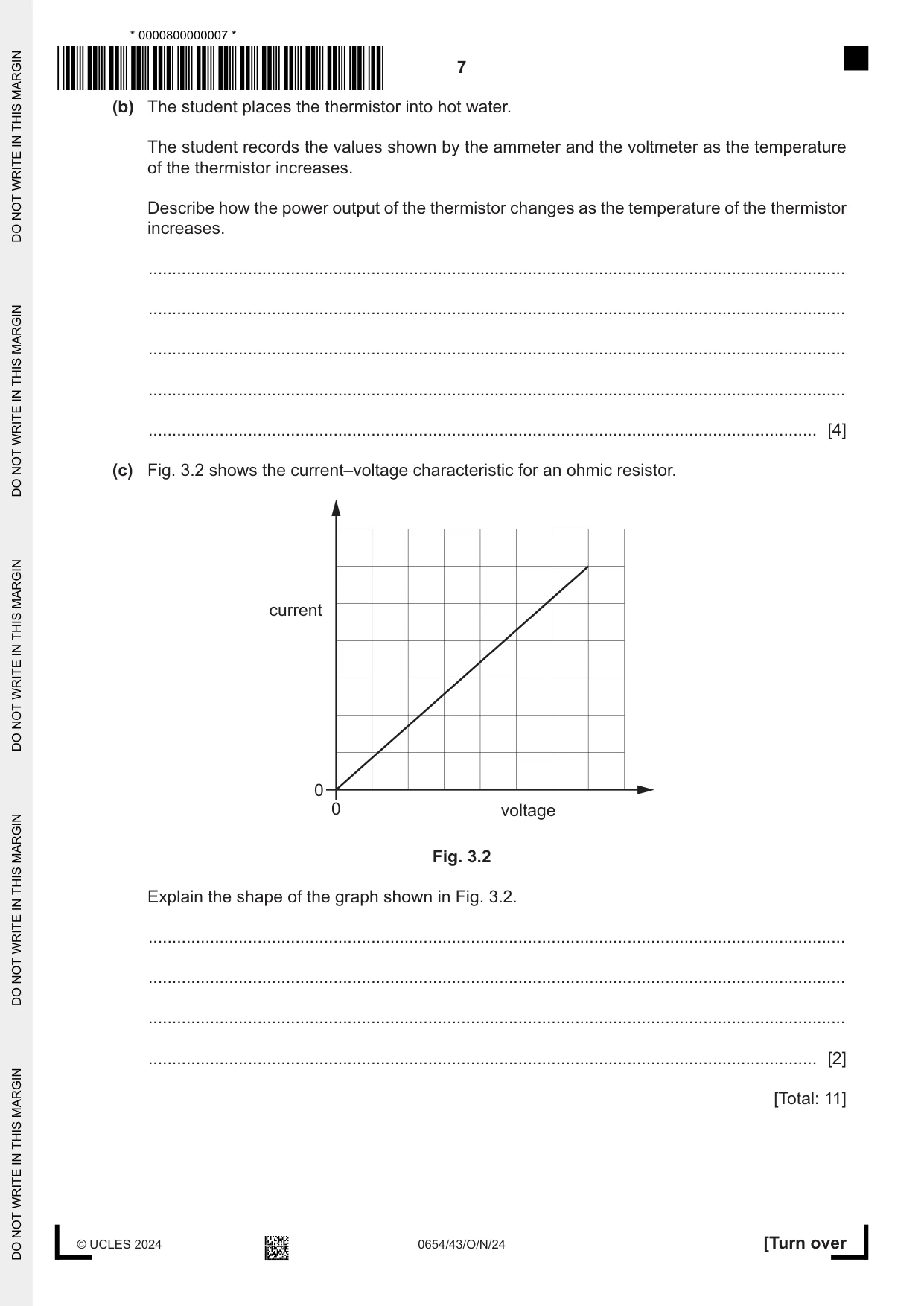 Cambridge IGCSE Sciences - Co-ordinated (Double) 0654 2024 Oct/Nov Paper 4 · Variant 3 question paper, page 7 of 32