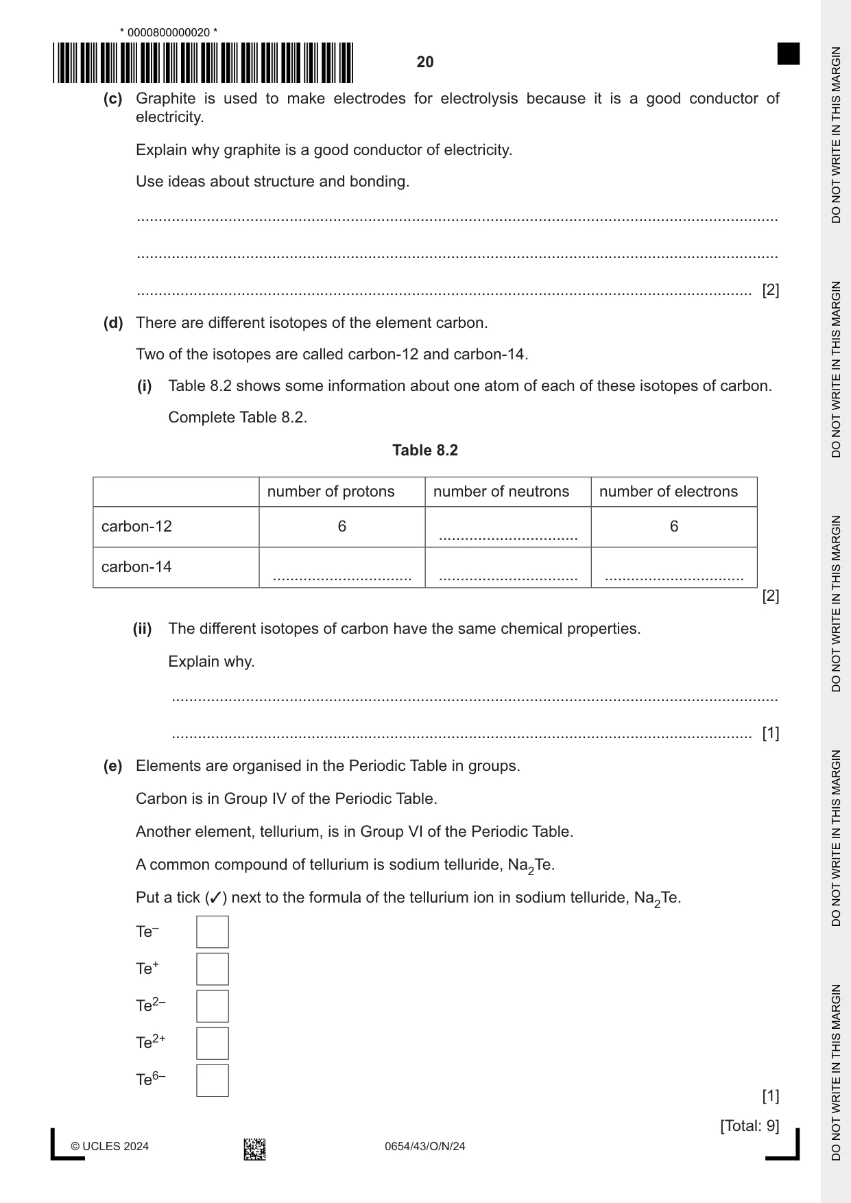 Cambridge IGCSE Sciences - Co-ordinated (Double) 0654 2024 Oct/Nov Paper 4 · Variant 3 question paper, page 20 of 32