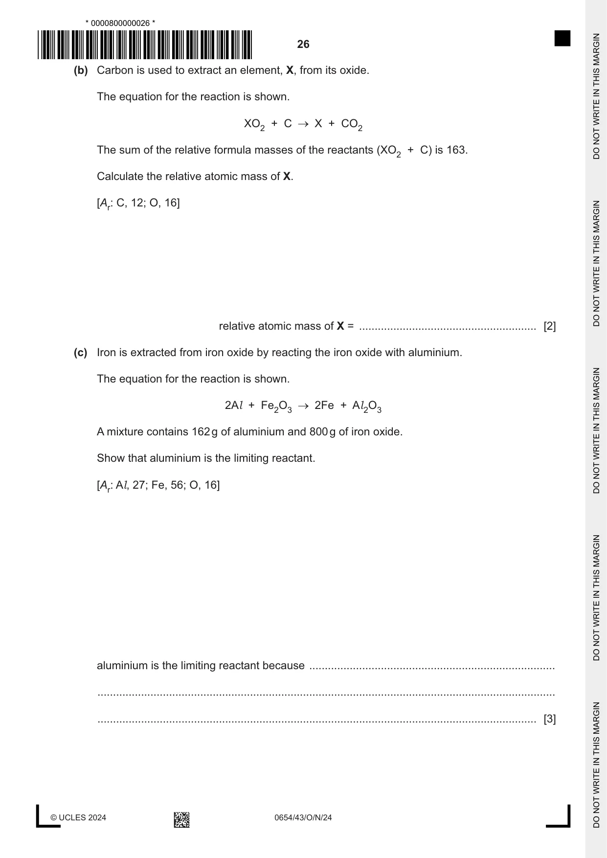 Cambridge IGCSE Sciences - Co-ordinated (Double) 0654 2024 Oct/Nov Paper 4 · Variant 3 question paper, page 26 of 32