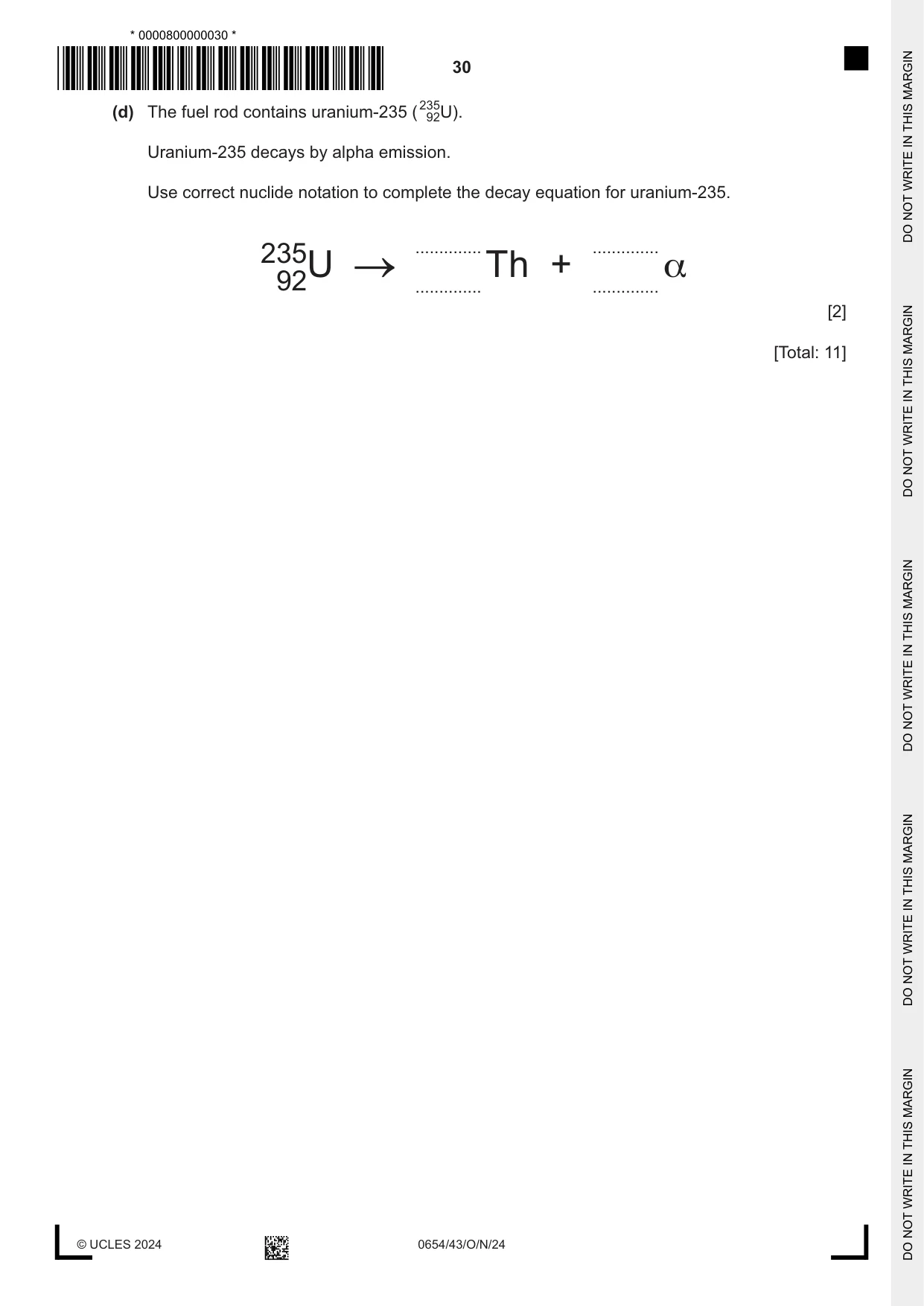 Cambridge IGCSE Sciences - Co-ordinated (Double) 0654 2024 Oct/Nov Paper 4 · Variant 3 question paper, page 30 of 32