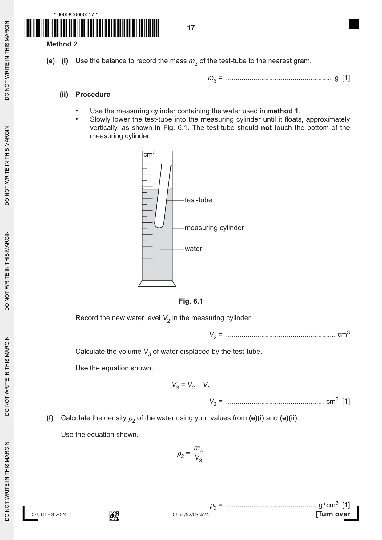 Cambridge IGCSE Sciences - Co-ordinated (Double) 0654 2024 Oct/Nov Paper 5 · Variant 2 question paper, page 17 of 20