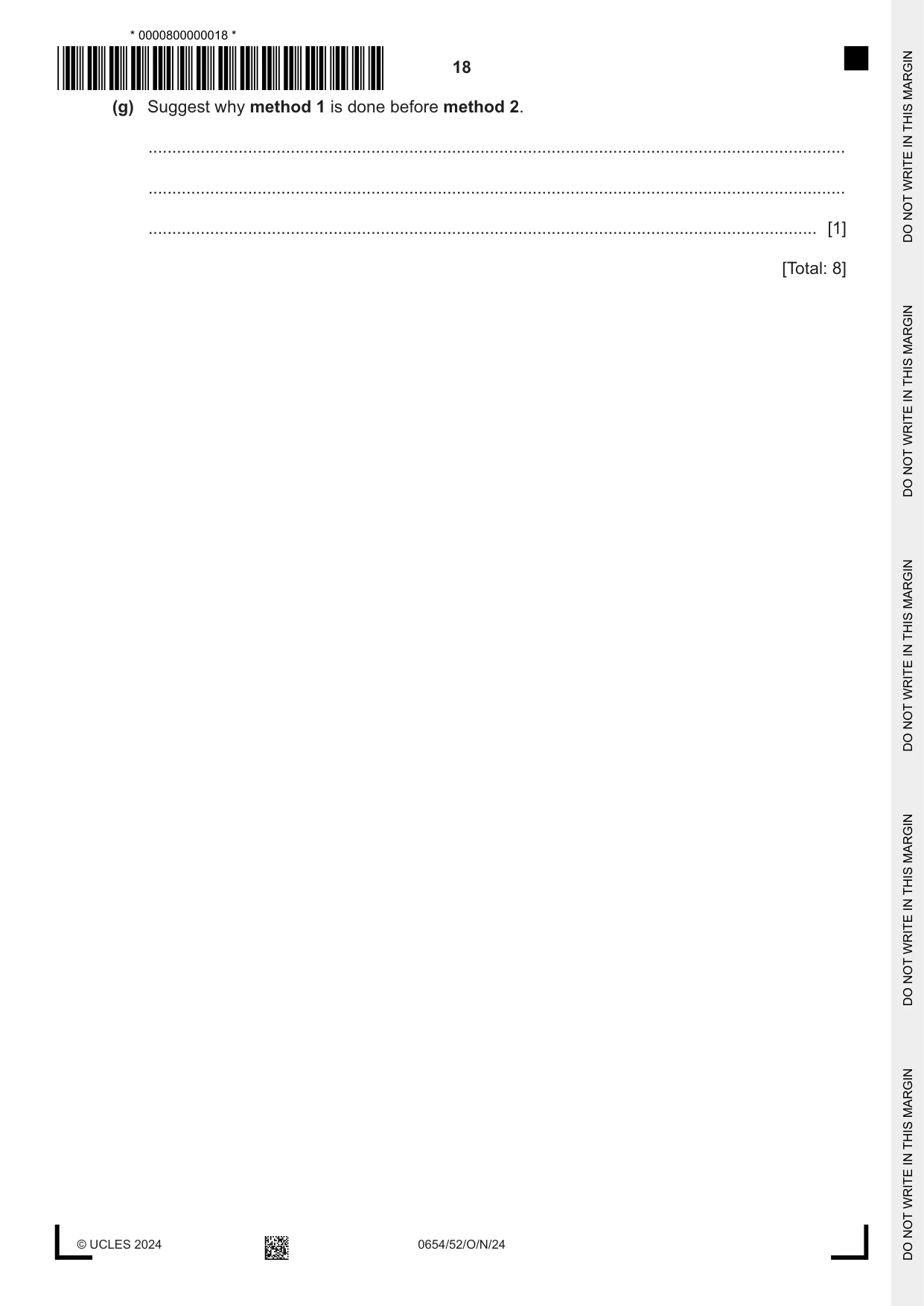 Cambridge IGCSE Sciences - Co-ordinated (Double) 0654 2024 Oct/Nov Paper 5 · Variant 2 question paper, page 18 of 20