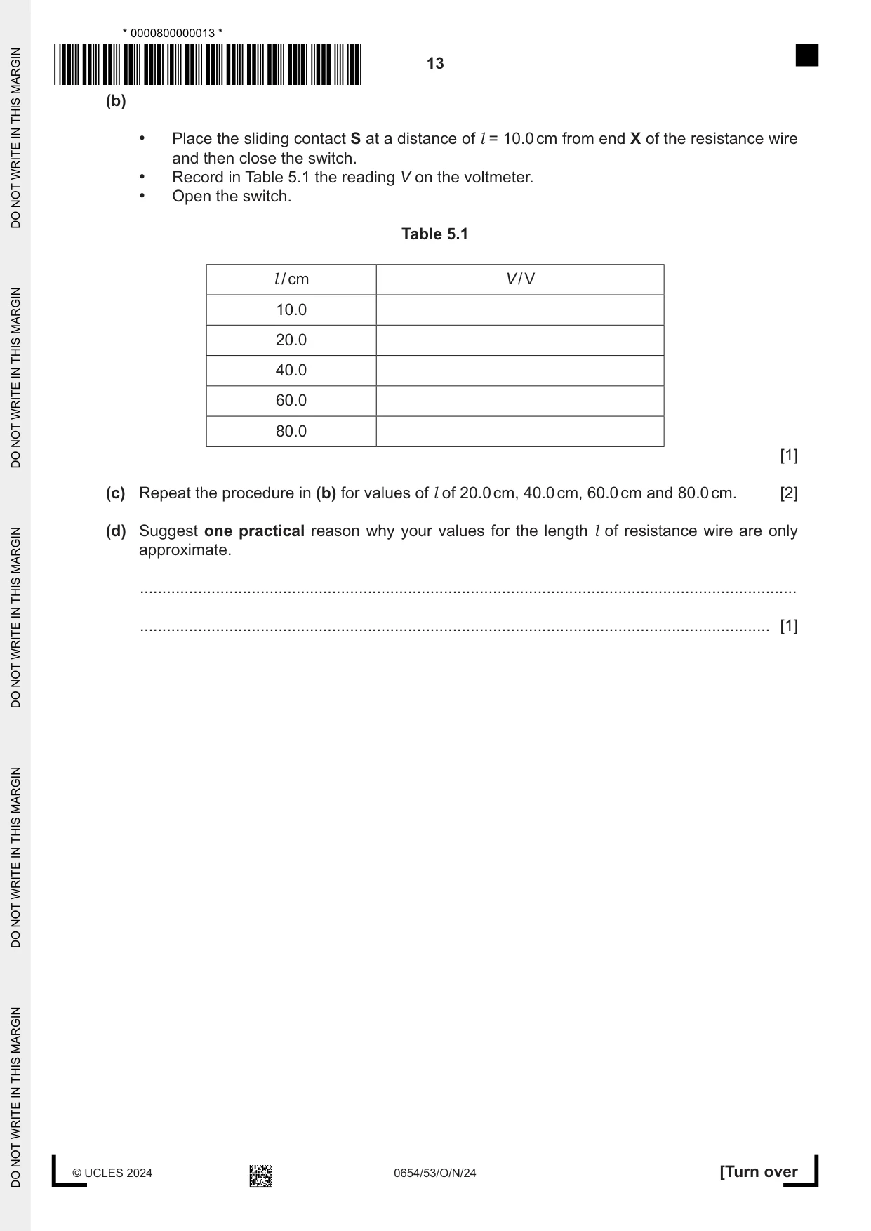 Cambridge IGCSE Sciences - Co-ordinated (Double) 0654 2024 Oct/Nov Paper 5 · Variant 3 question paper, page 13 of 20