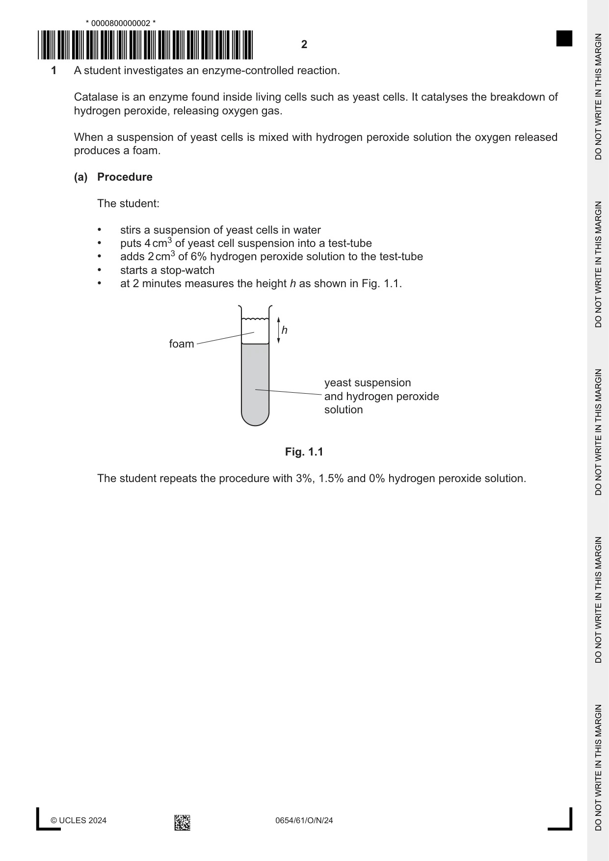 Cambridge IGCSE Sciences - Co-ordinated (Double) 0654 2024 Oct/Nov Paper 6 · Variant 1 question paper, page 2 of 24