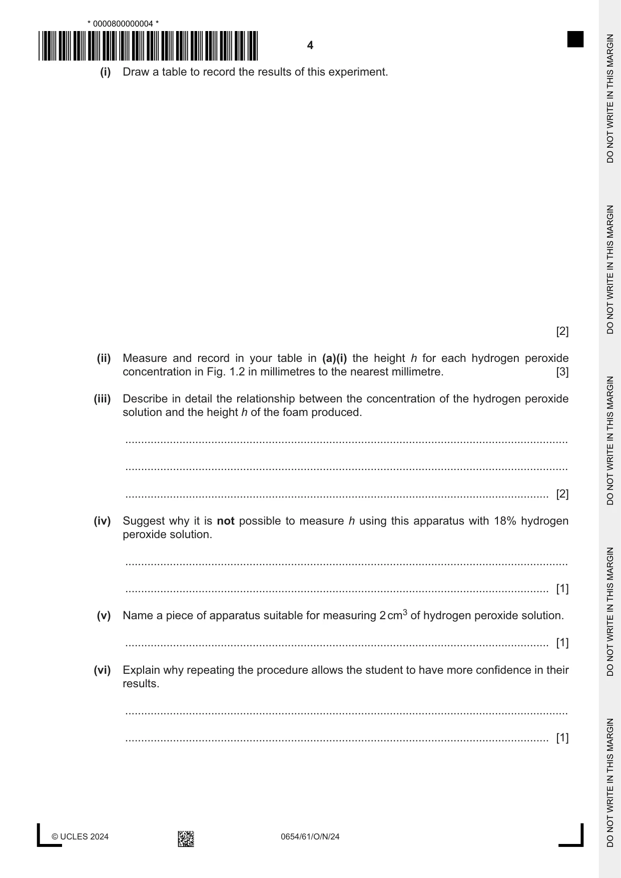 Cambridge IGCSE Sciences - Co-ordinated (Double) 0654 2024 Oct/Nov Paper 6 · Variant 1 question paper, page 4 of 24