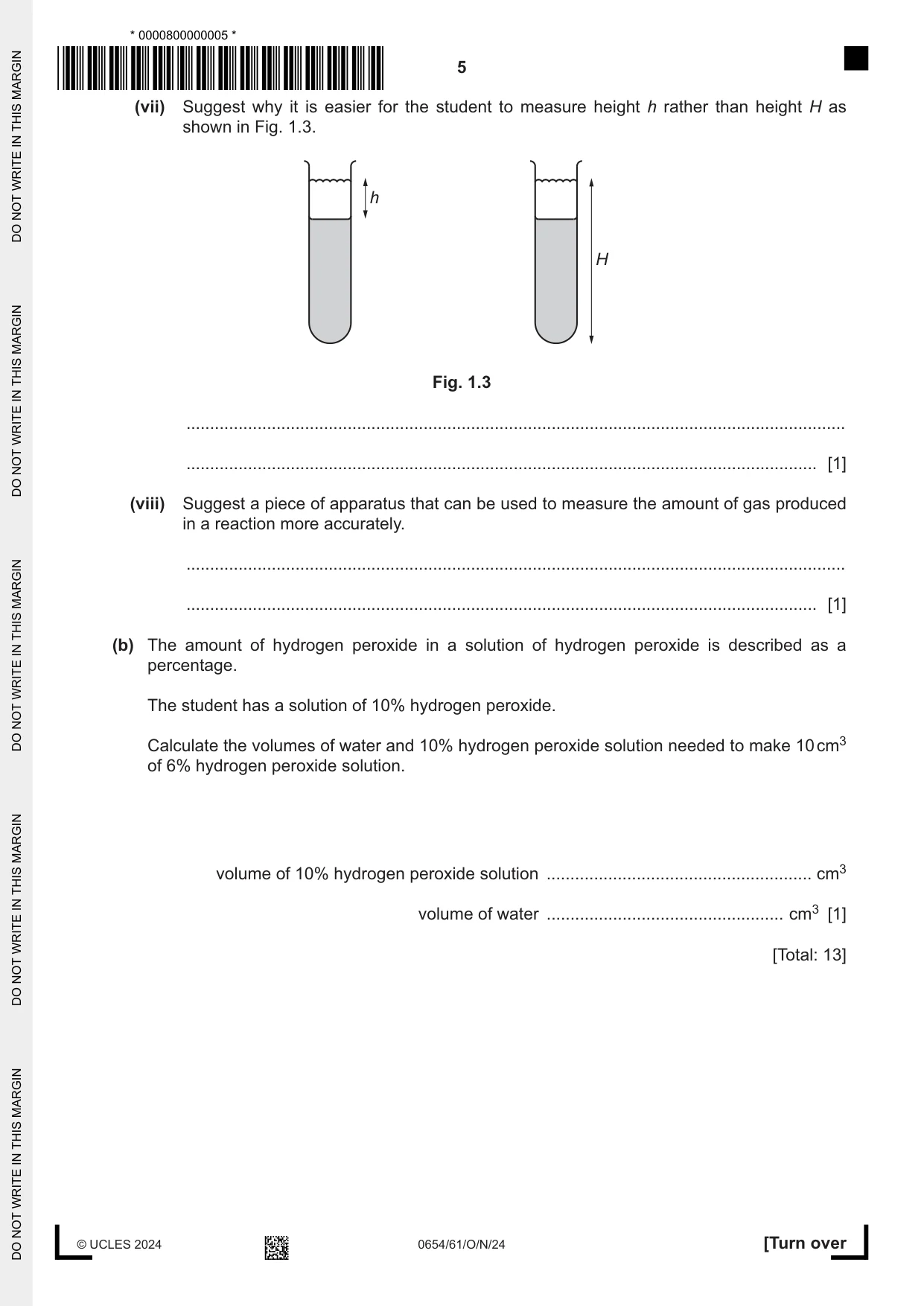 Cambridge IGCSE Sciences - Co-ordinated (Double) 0654 2024 Oct/Nov Paper 6 · Variant 1 question paper, page 5 of 24
