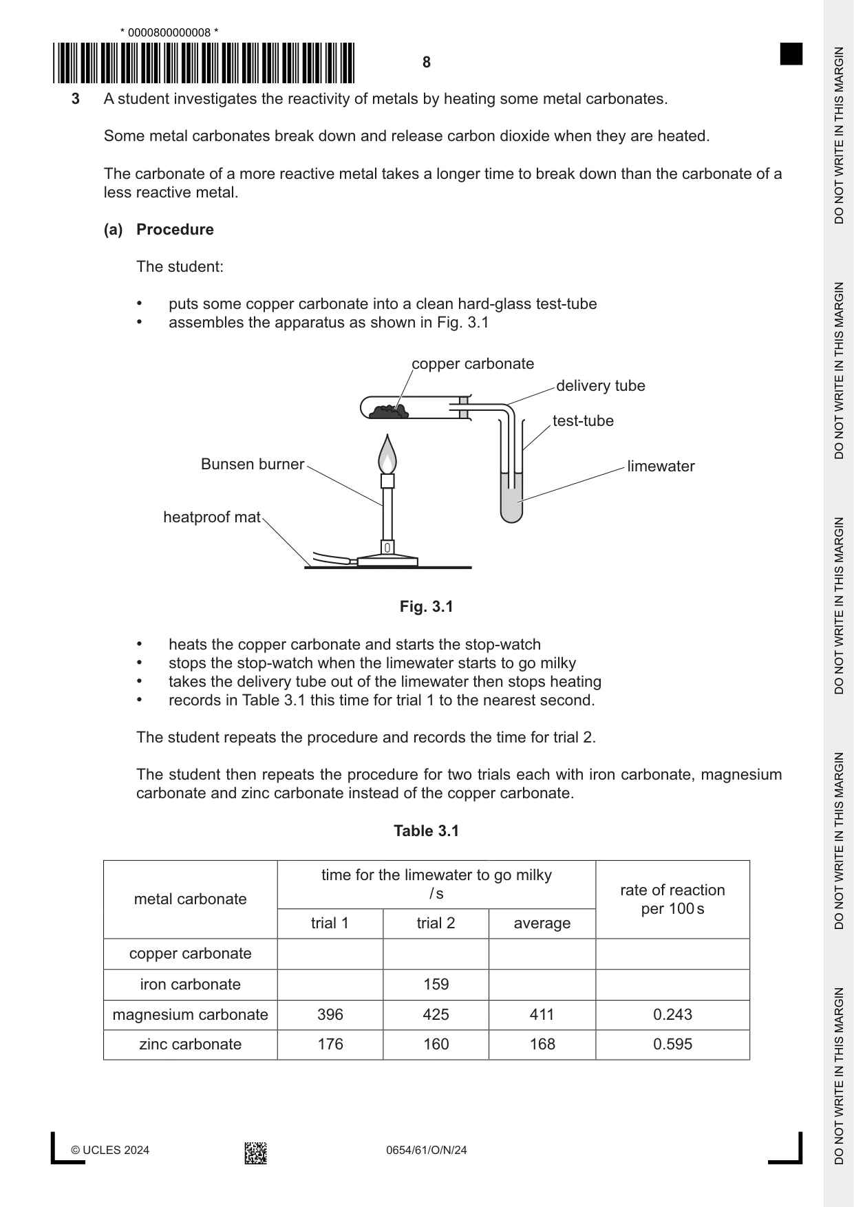 Cambridge IGCSE Sciences - Co-ordinated (Double) 0654 2024 Oct/Nov Paper 6 · Variant 1 question paper, page 8 of 24