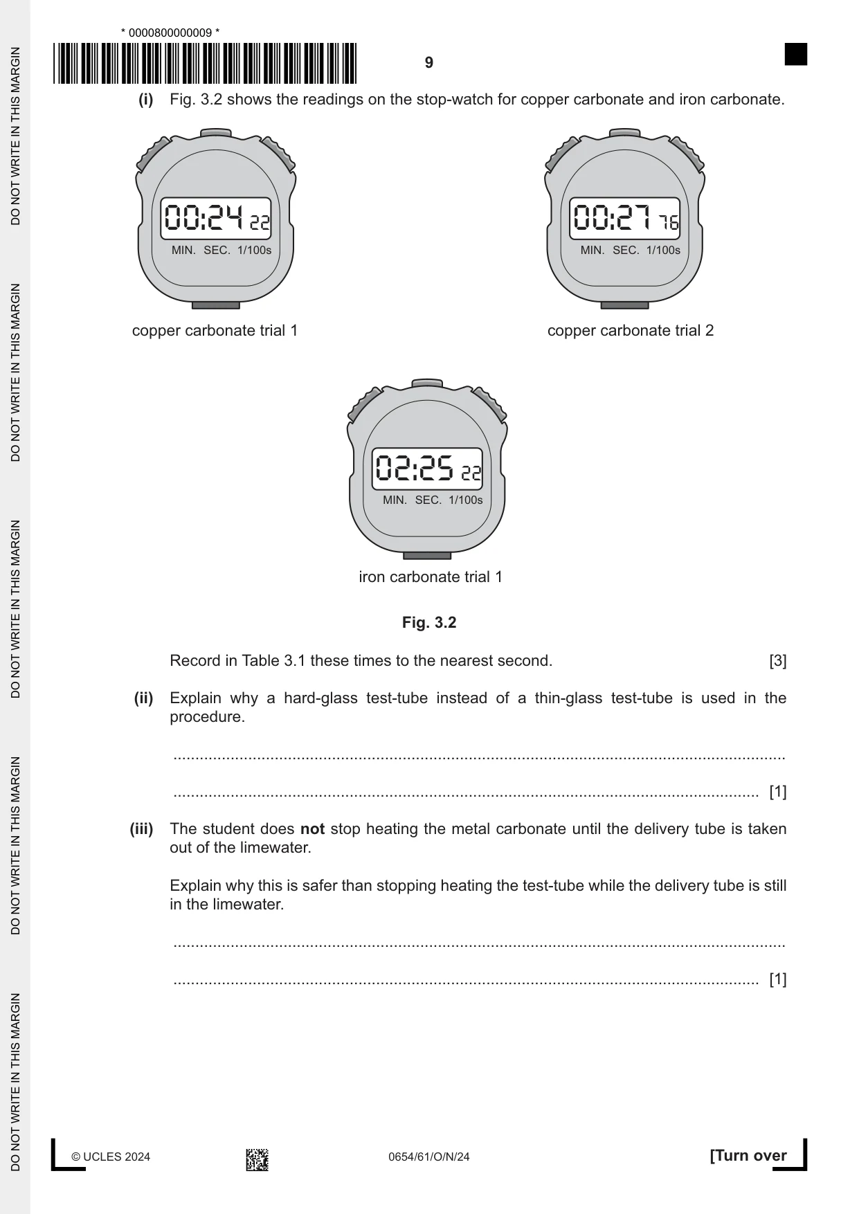 Cambridge IGCSE Sciences - Co-ordinated (Double) 0654 2024 Oct/Nov Paper 6 · Variant 1 question paper, page 9 of 24