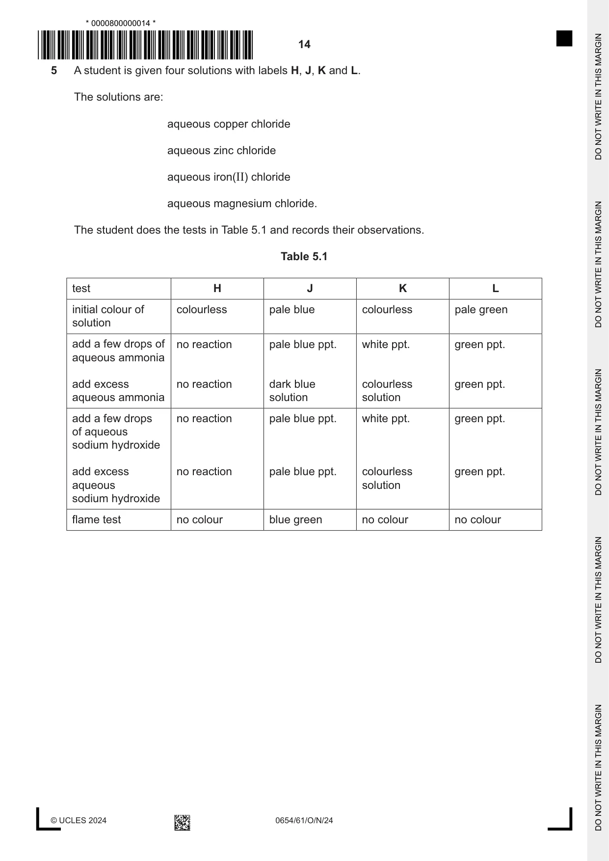 Cambridge IGCSE Sciences - Co-ordinated (Double) 0654 2024 Oct/Nov Paper 6 · Variant 1 question paper, page 14 of 24