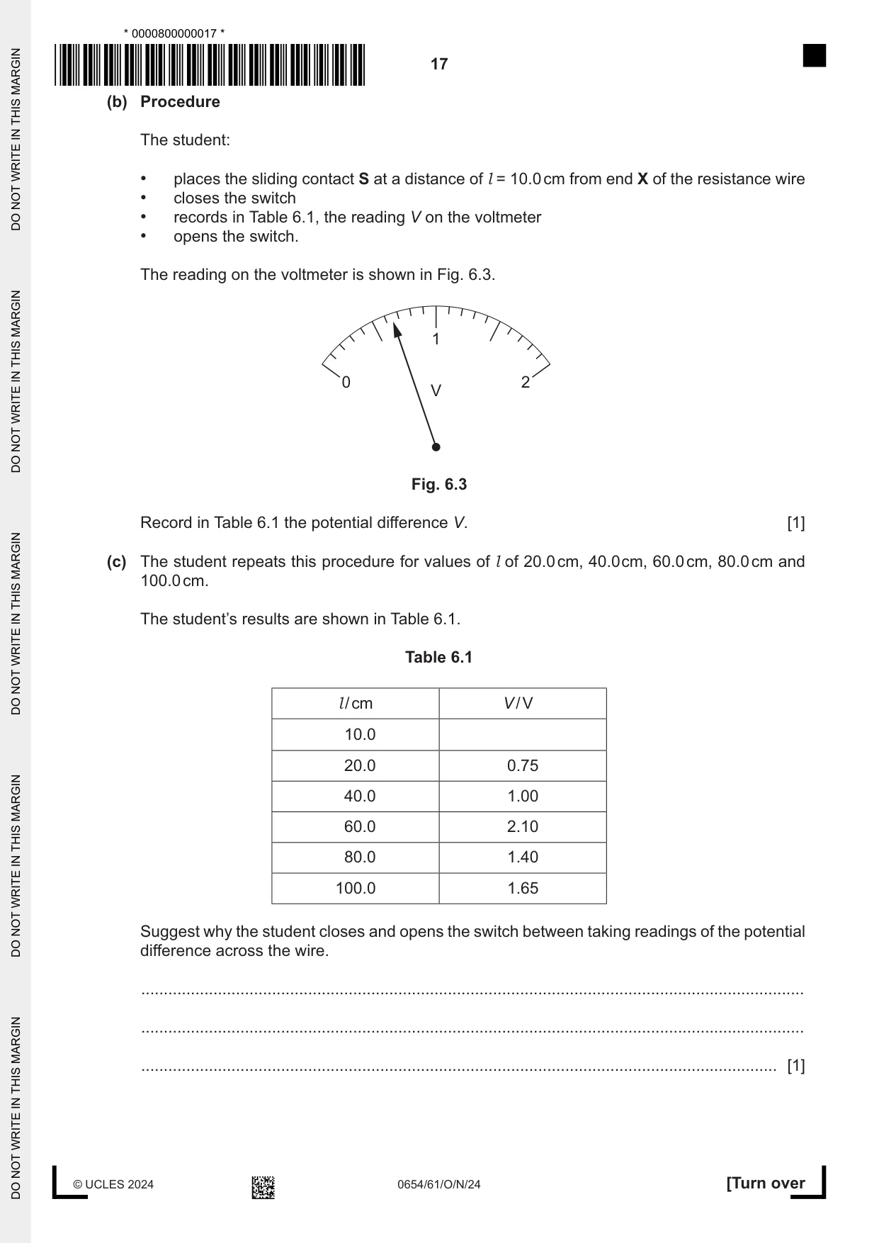 Cambridge IGCSE Sciences - Co-ordinated (Double) 0654 2024 Oct/Nov Paper 6 · Variant 1 question paper, page 17 of 24