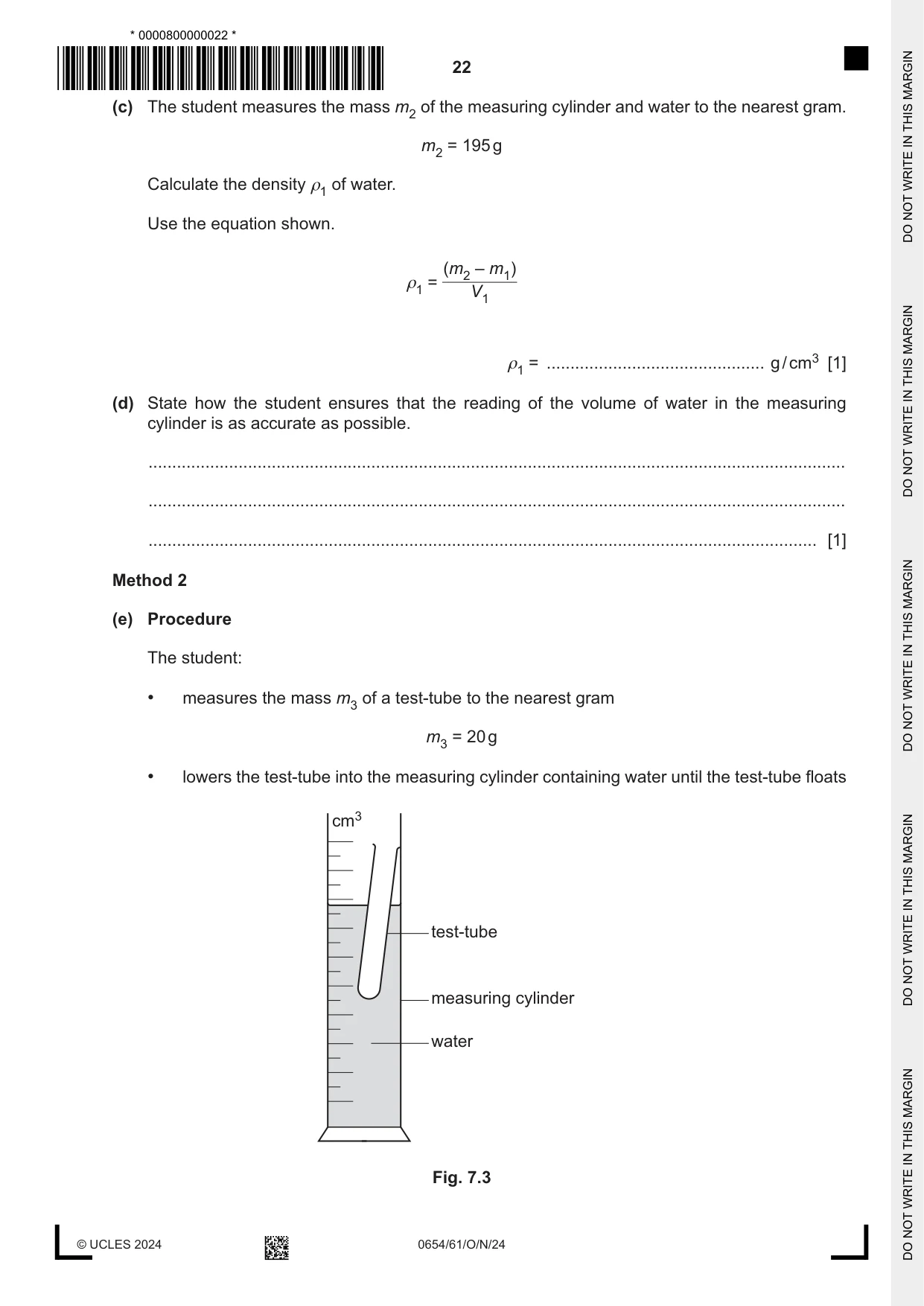 Cambridge IGCSE Sciences - Co-ordinated (Double) 0654 2024 Oct/Nov Paper 6 · Variant 1 question paper, page 22 of 24