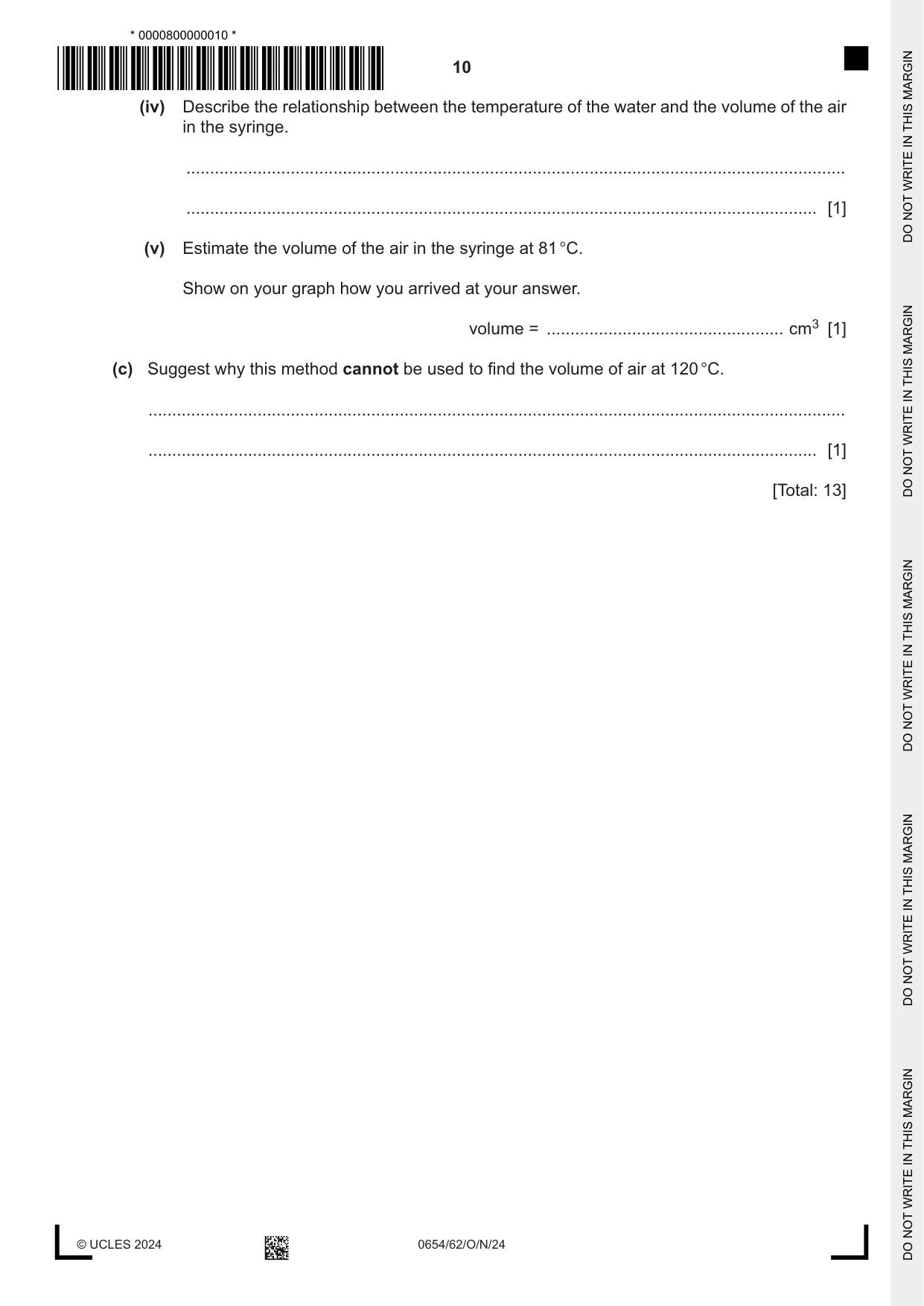 Cambridge IGCSE Sciences - Co-ordinated (Double) 0654 2024 Oct/Nov Paper 6 · Variant 2 question paper, page 10 of 24