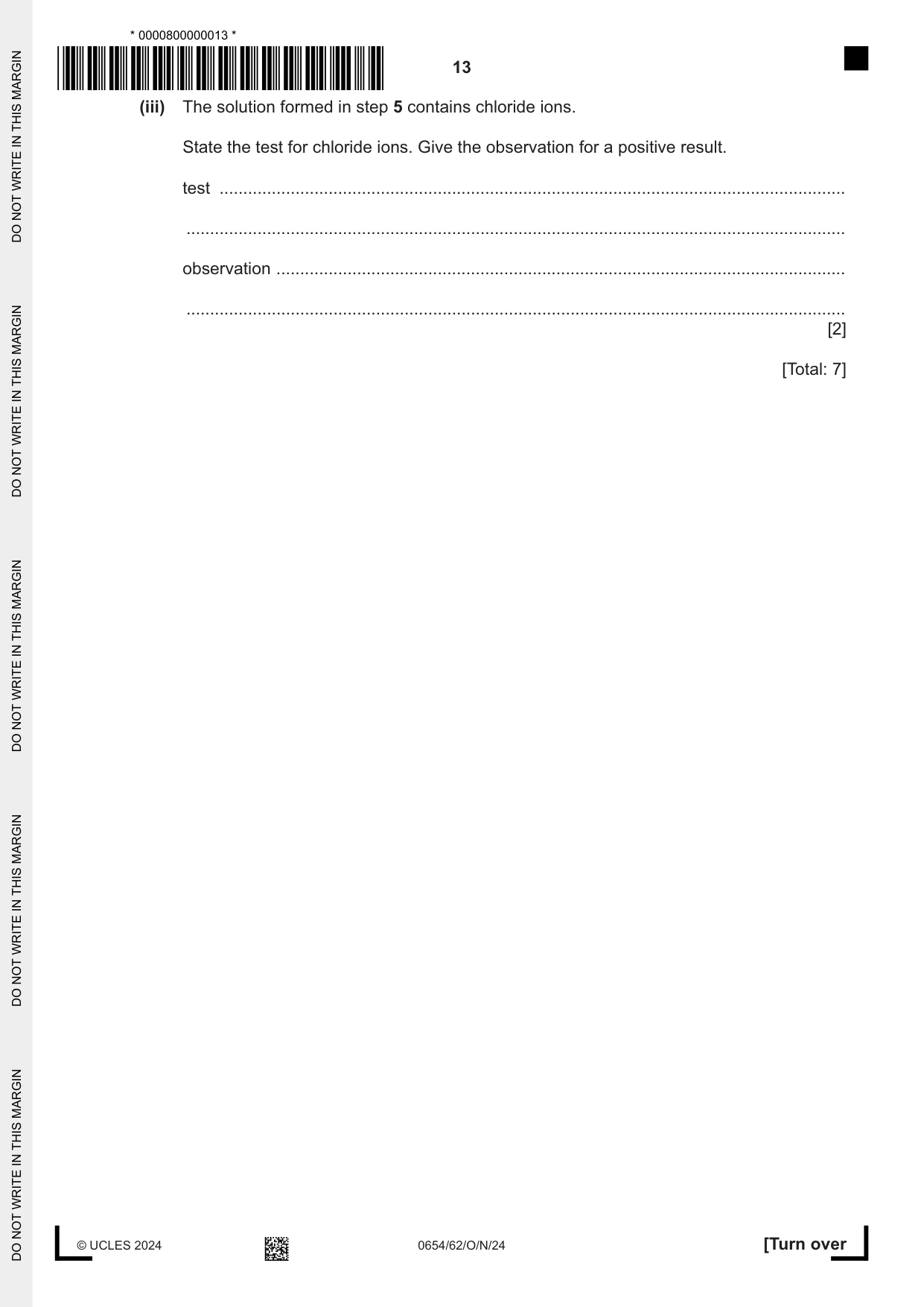 Cambridge IGCSE Sciences - Co-ordinated (Double) 0654 2024 Oct/Nov Paper 6 · Variant 2 question paper, page 13 of 24