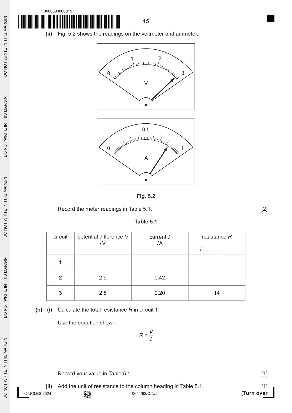Cambridge IGCSE Sciences - Co-ordinated (Double) 0654 2024 Oct/Nov Paper 6 · Variant 2 question paper, page 15 of 24