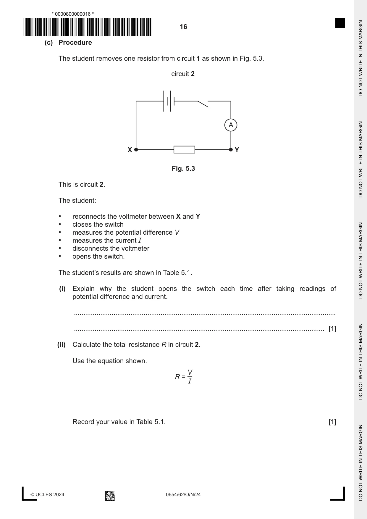 Cambridge IGCSE Sciences - Co-ordinated (Double) 0654 2024 Oct/Nov Paper 6 · Variant 2 question paper, page 16 of 24