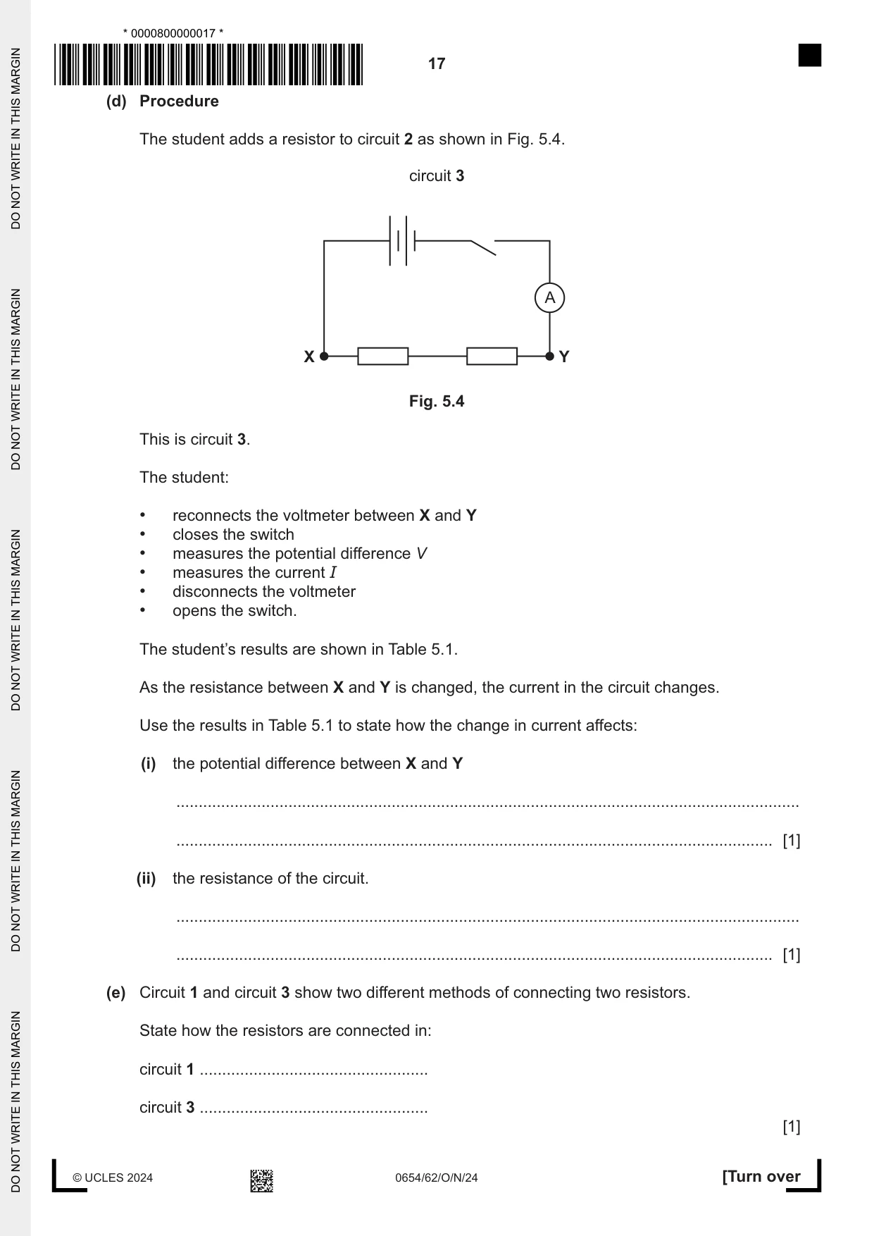 Cambridge IGCSE Sciences - Co-ordinated (Double) 0654 2024 Oct/Nov Paper 6 · Variant 2 question paper, page 17 of 24