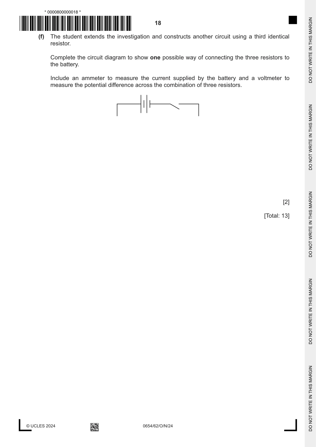 Cambridge IGCSE Sciences - Co-ordinated (Double) 0654 2024 Oct/Nov Paper 6 · Variant 2 question paper, page 18 of 24
