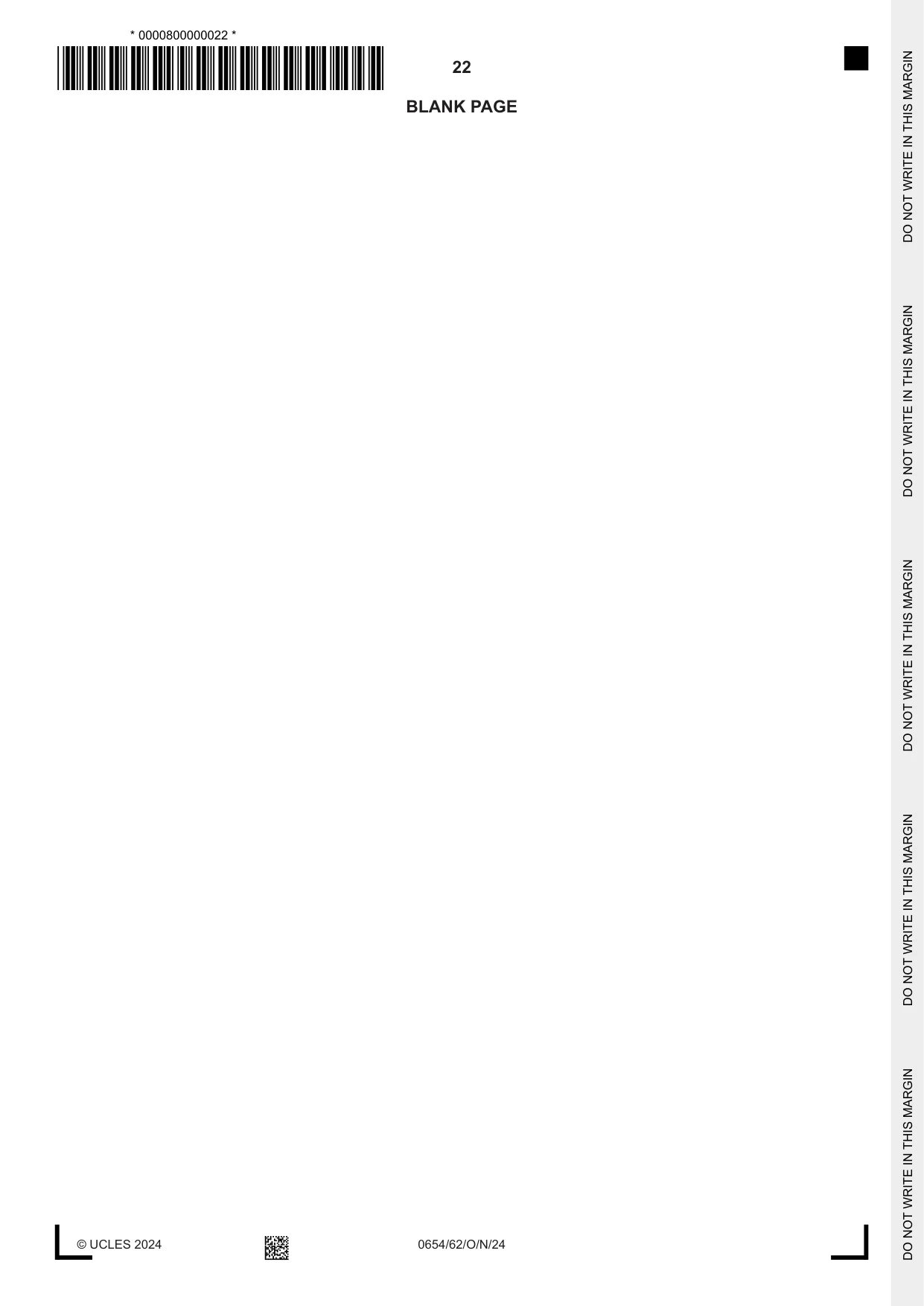 Cambridge IGCSE Sciences - Co-ordinated (Double) 0654 2024 Oct/Nov Paper 6 · Variant 2 question paper, page 22 of 24