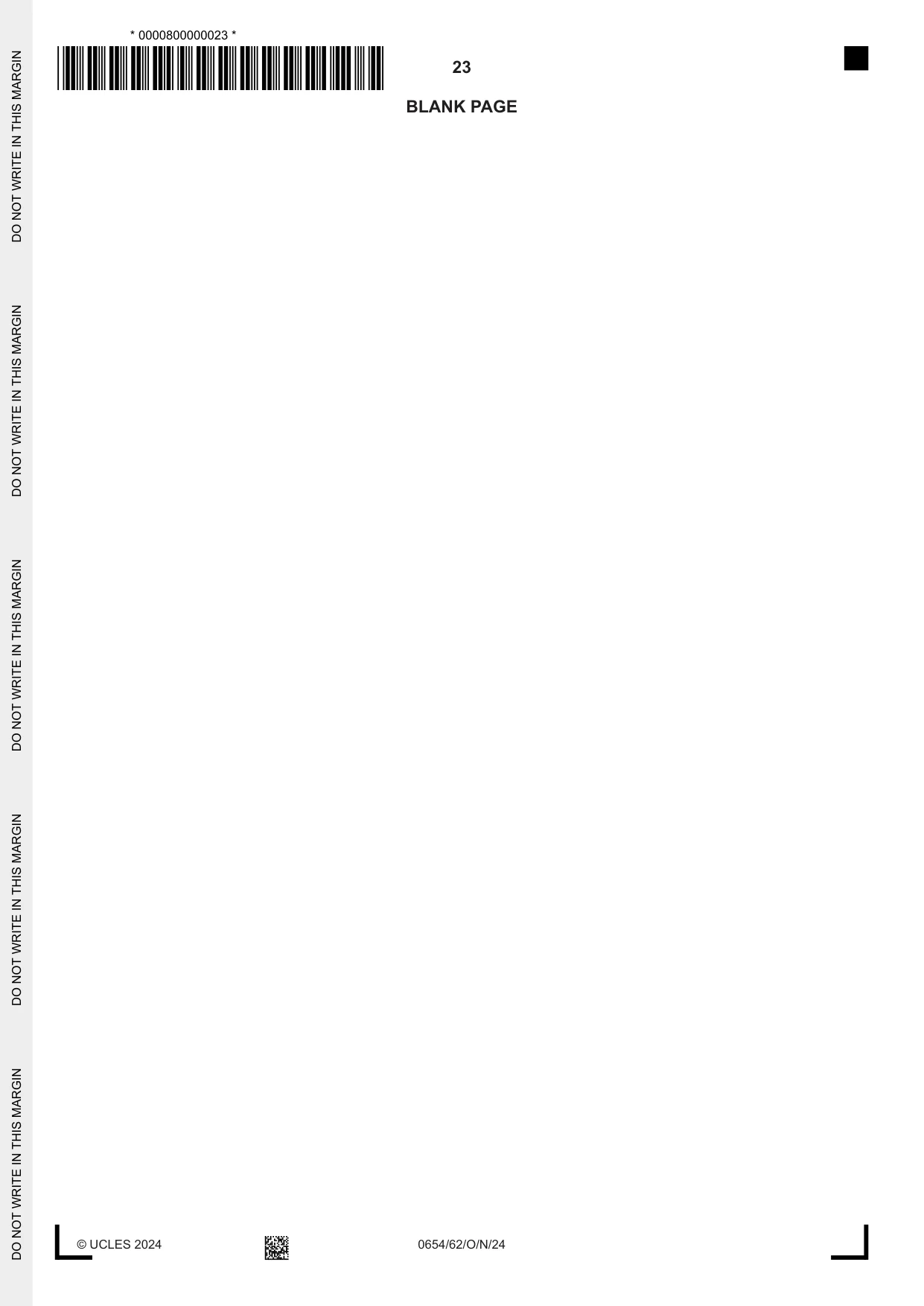Cambridge IGCSE Sciences - Co-ordinated (Double) 0654 2024 Oct/Nov Paper 6 · Variant 2 question paper, page 23 of 24