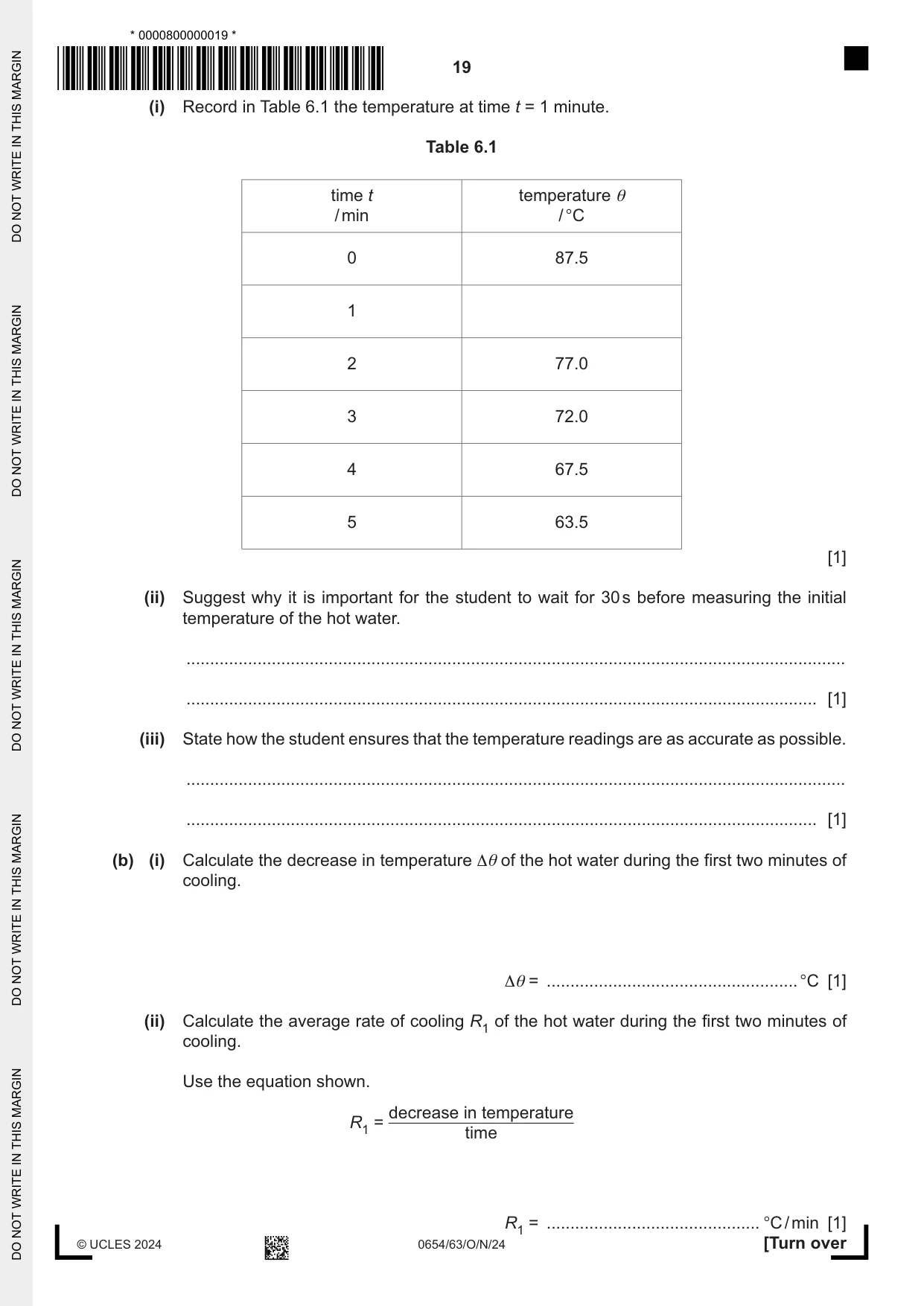 Cambridge IGCSE Sciences - Co-ordinated (Double) 0654 2024 Oct/Nov Paper 6 · Variant 3 question paper, page 19 of 20