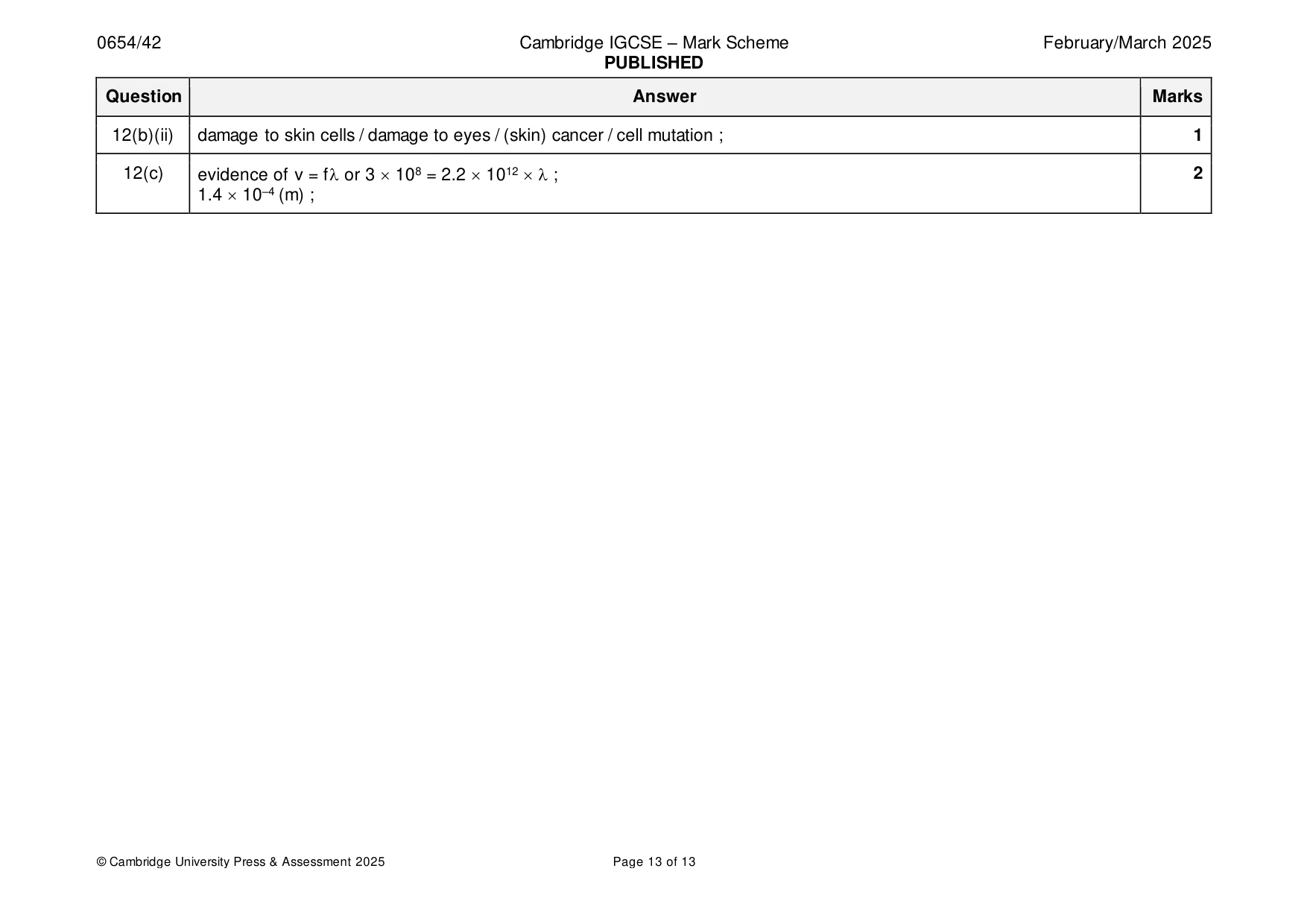 Mark scheme, page 13 of 13