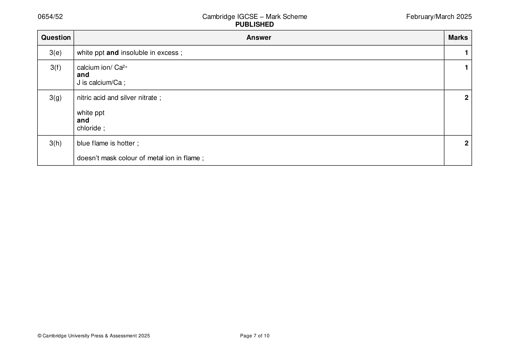 Mark scheme, page 7 of 10
