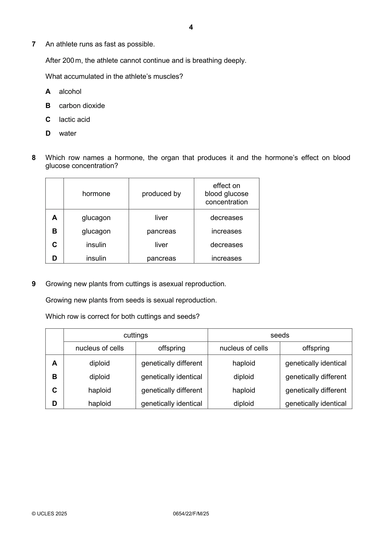 Cambridge IGCSE Sciences - Co-ordinated (Double) 0654 2025 Feb/March Paper 2 · Variant 2 question paper, page 4 of 16