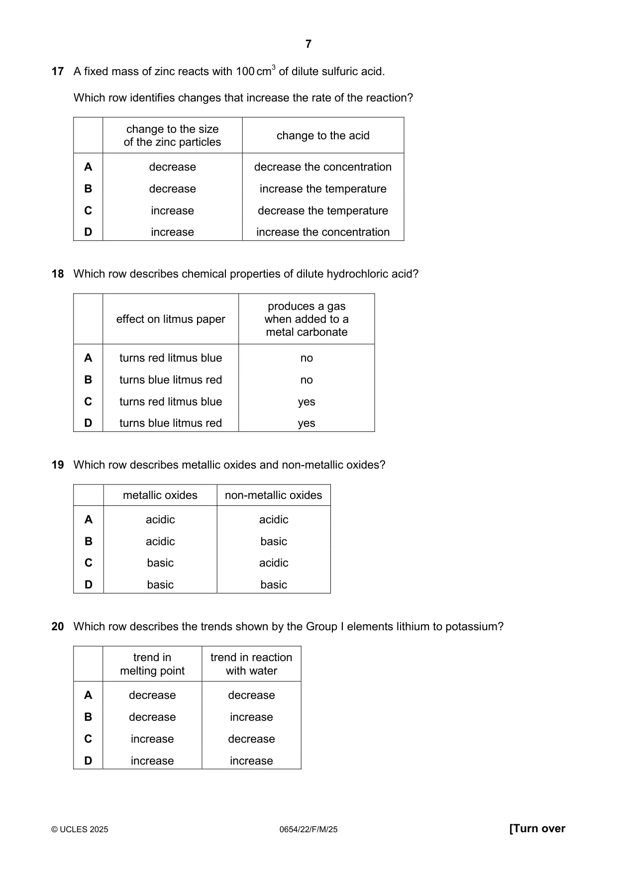 Cambridge IGCSE Sciences - Co-ordinated (Double) 0654 2025 Feb/March Paper 2 · Variant 2 question paper, page 7 of 16