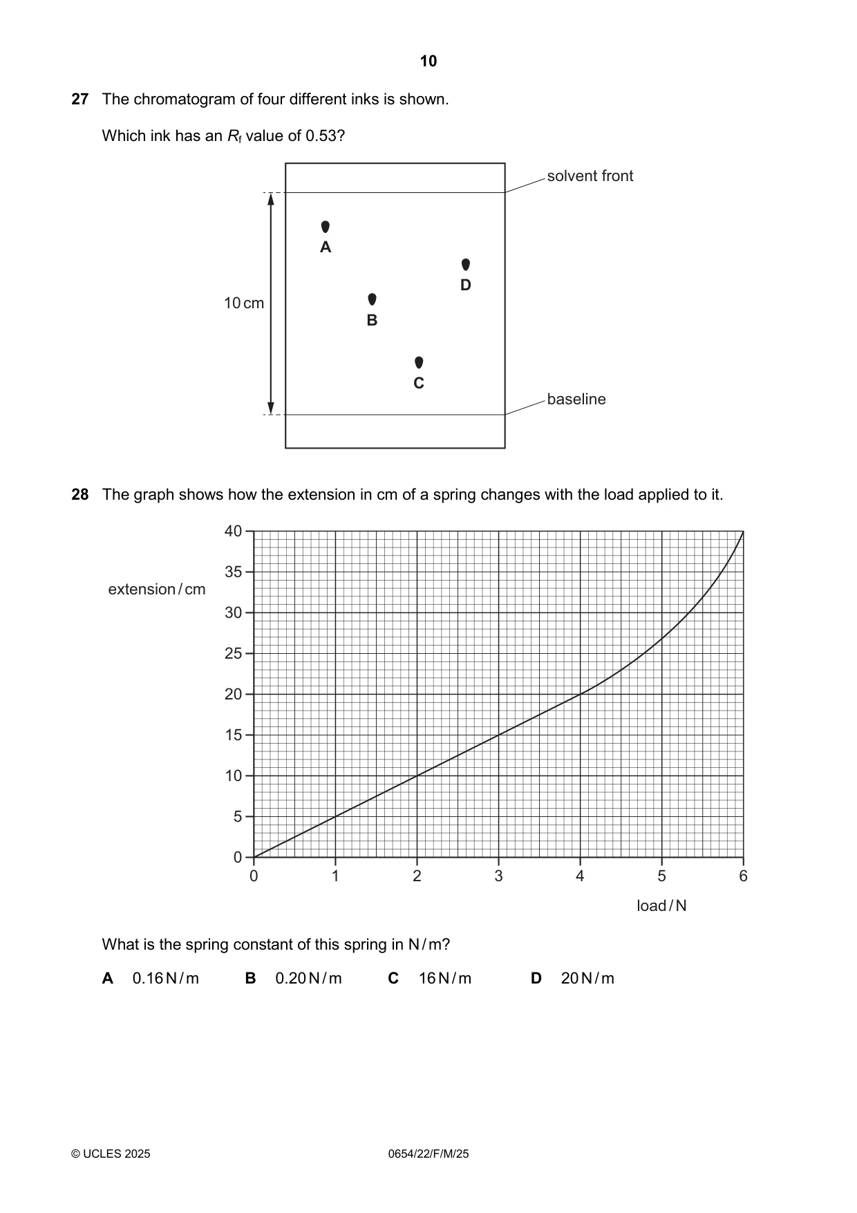 Cambridge IGCSE Sciences - Co-ordinated (Double) 0654 2025 Feb/March Paper 2 · Variant 2 question paper, page 10 of 16