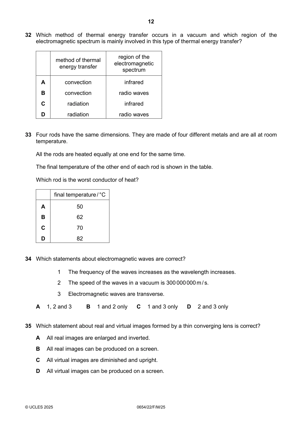 Cambridge IGCSE Sciences - Co-ordinated (Double) 0654 2025 Feb/March Paper 2 · Variant 2 question paper, page 12 of 16